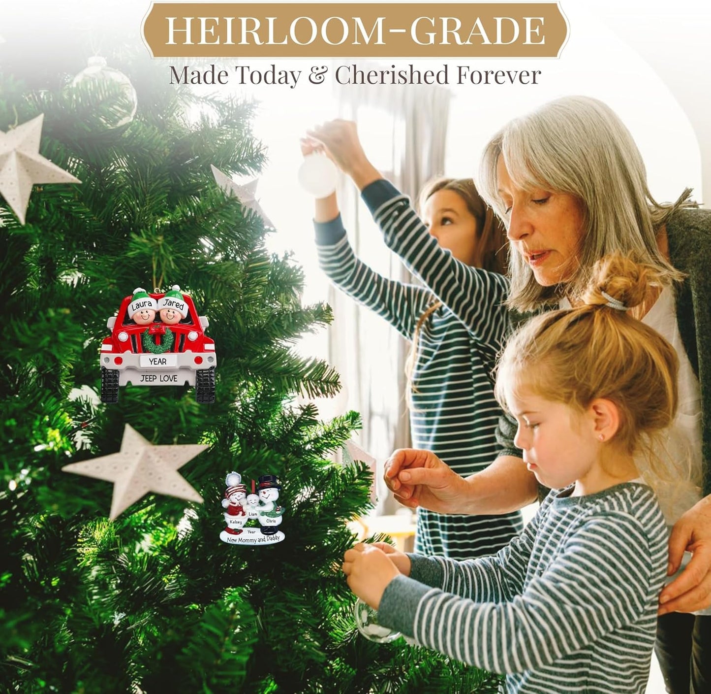 Personalized Family of 5 with Dog Ornament 2025 | Free 24h Customization | Christmas Ornaments for Tree | Custom Gift Wrapped Pet Keepsake for Dog-Lovers