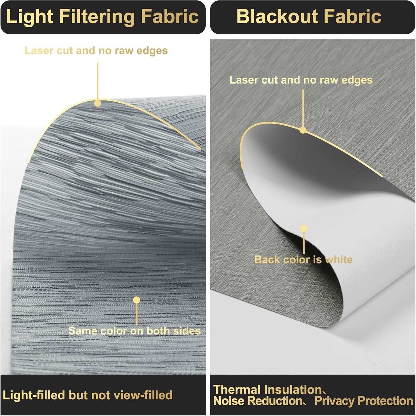 BERISSA Cordless Dual Roller Shades with Cassette Valance, Double Window Shades - Blackout and Light Filtering - Day and Night for Home Office Door. Striped Jacquard Grey. 36 W x 56" H