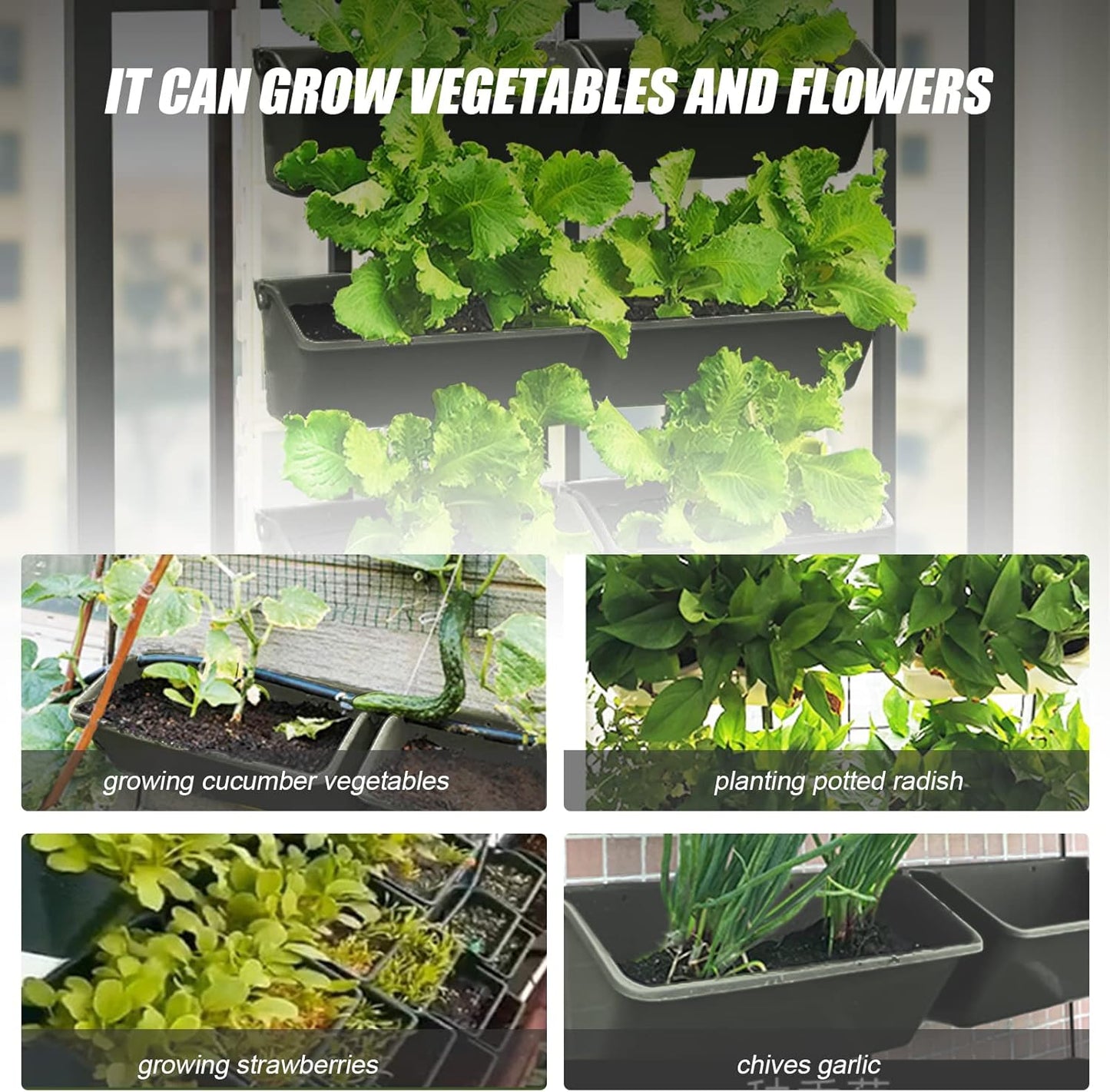 8 Pockets Vertical Garden Wall Planter Raised Beds Hanging Planter Wall Mounted Flower Beds for Flowers Vegetables Herb