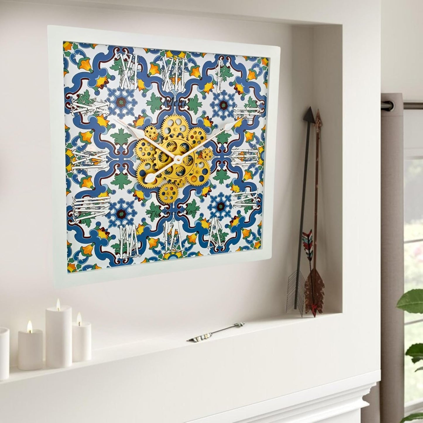 The Gears Clock Wall Clock Italy Collection with Moving Gears (Meta, 24 inches (60 cm))