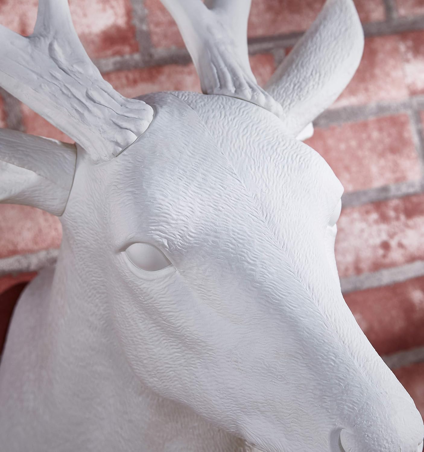 Notakia Wall Charmers Large White Faux Deer Head Faux Taxidermy Animal Head Wall Decor - Handmade Farmhouse Decor - Rustic Wall Decor Deer Antlers (Large White)