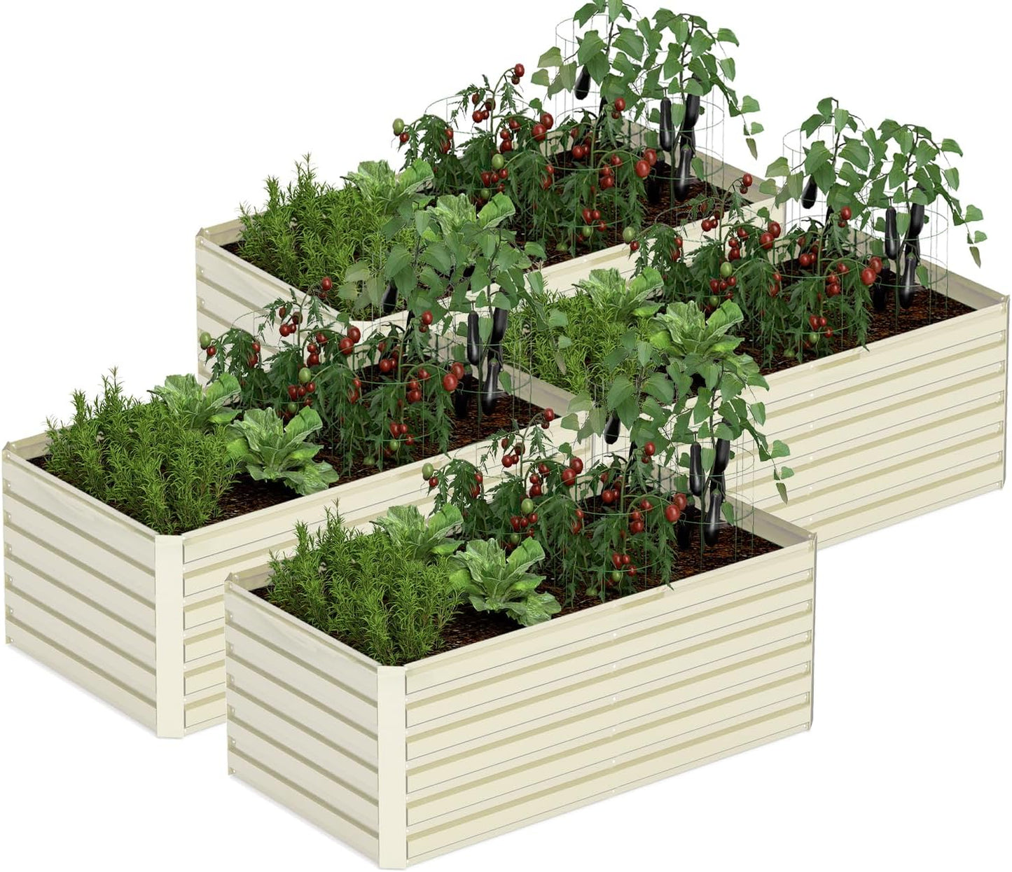 6x3x2 ft Raised Garden Bed, Large Metal Planter Raised Beds, Planters for Outdoor Plants for Vegetables, Flowers, Herbs, Fruits, and Succulents.(4 Pcs, Yellow)