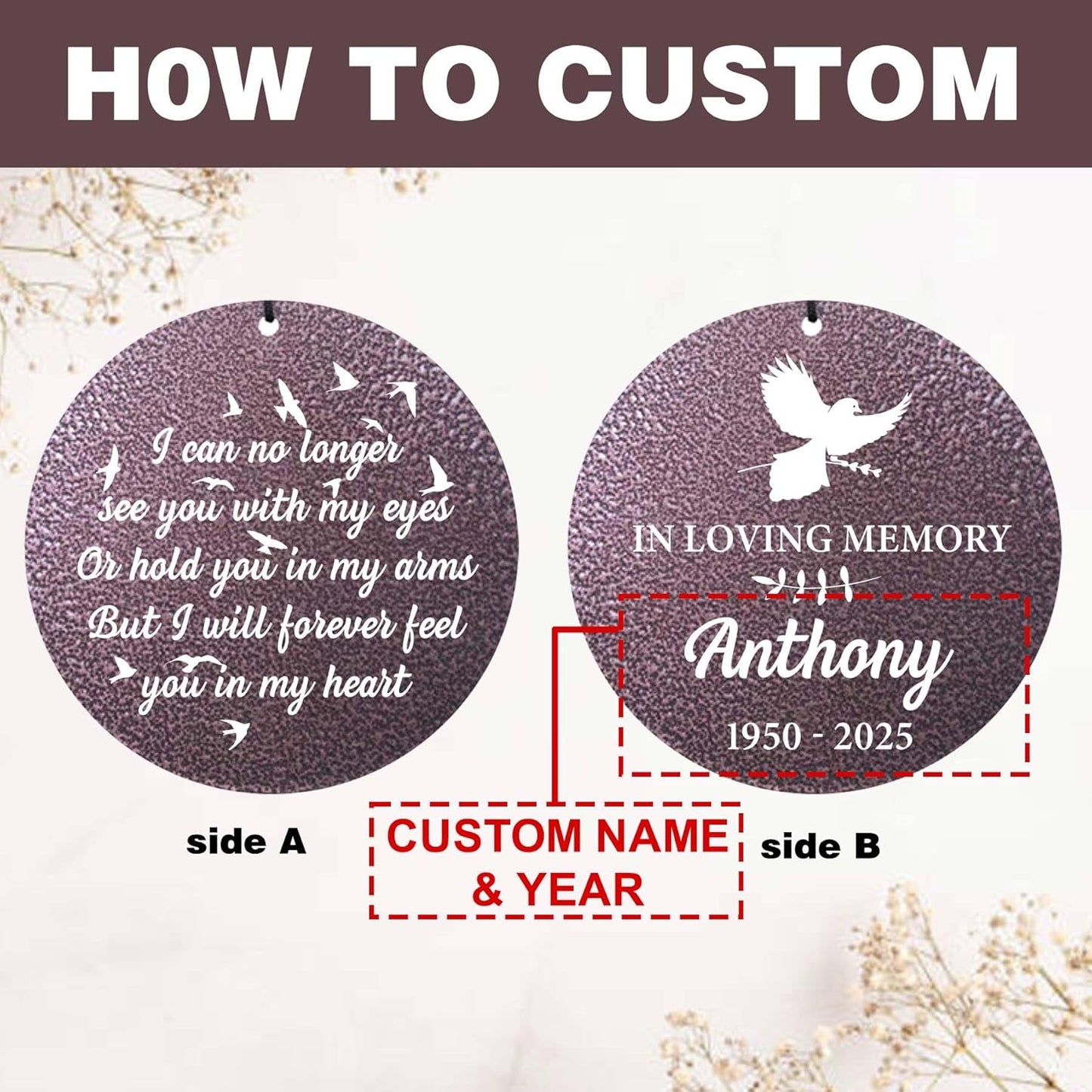 ASTARIN Large Engraving Wind Chime Memorial, Personalized Windchimes in Memory of a Loved One, Loss of Mother Lover Sympathy Gifts, Remembrance Gift for Loss Wife Husband(Produced in USA)