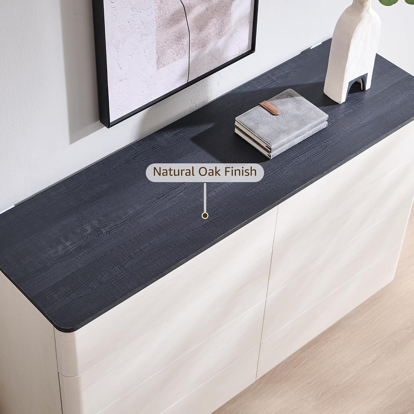 8 Drawer Dresser for Bedroom, 52 Inch Wide Modern Chest of Drawers, Push-to-Open Wood Storgae Organizer with Large Drawers for Bedroom, Living Room, Hallway, Off White