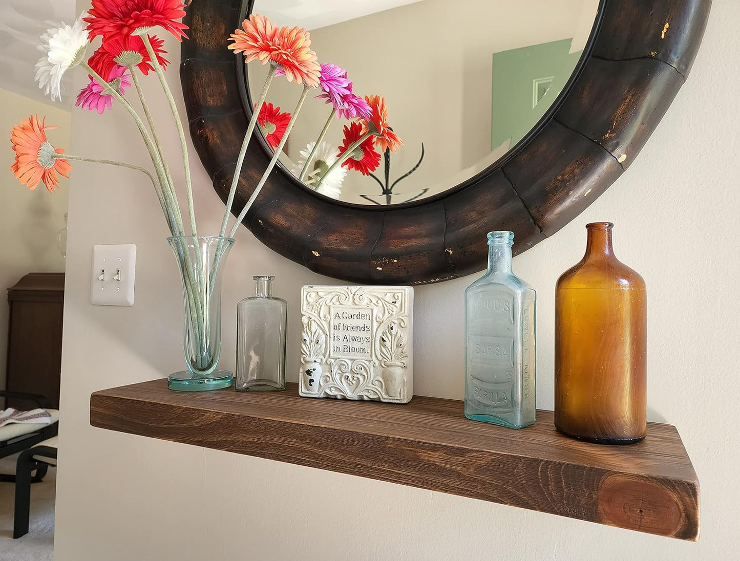 joelsantiques 30 Inch Floating Shelves - 30x8x2 in - Bathroom Shelves Over Toilet - Wall Mounted Floating Shelves Toilet Paper Storage Small Farmhouse Decor Shelf, Rustic Brown