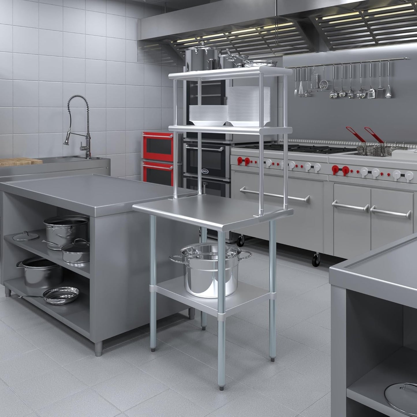 AmGood Double OverShelf Stainless Steel NSF - Many (30" Long x 12" Deep)