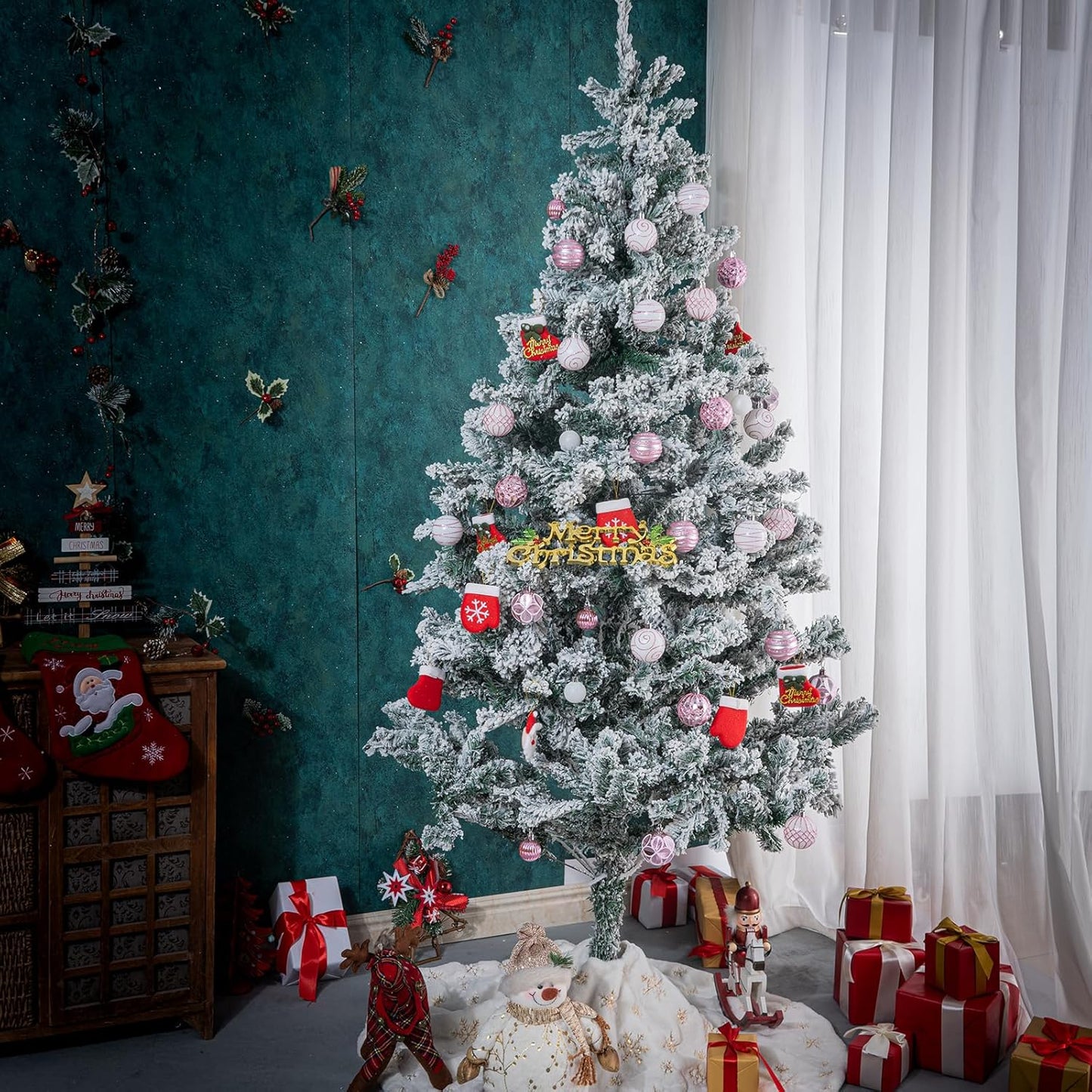 100Pcs Christmas Balls Ornaments Set, Shatterproof Christmas Decorations with Hand-held Gift Package for Xmas Tree/Holiday/Wedding/Holiday/Party Decor (Pink & White)