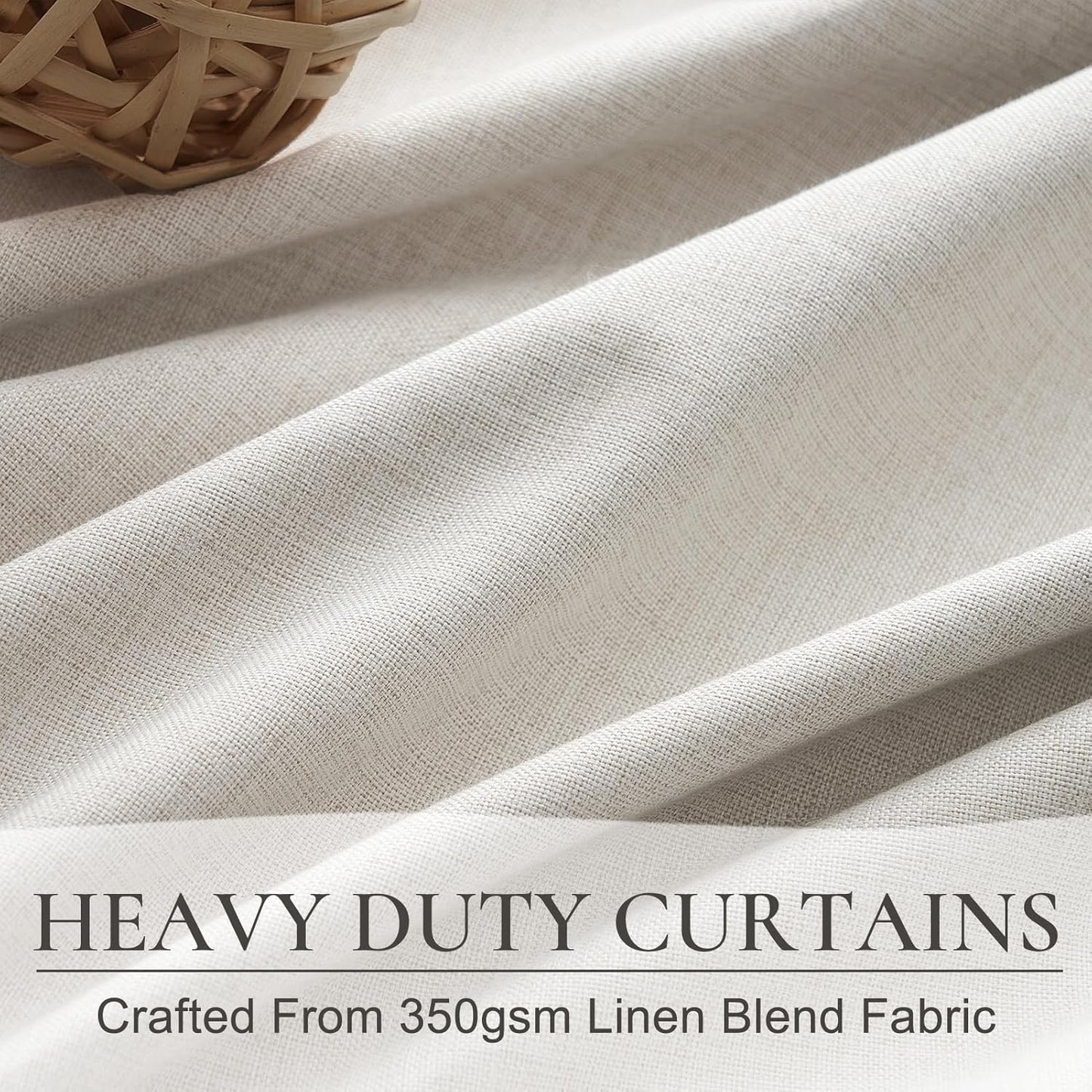 8-3/4FT Extra Long Curtains for Bedroom, Lush Decor 105 Inch Linen Blackout Light Blocking Nursery Window Curtains 2 Panels Burg Textured Back Tab&Pinch Pleated Drapes with Hooks Birch (40"x105")