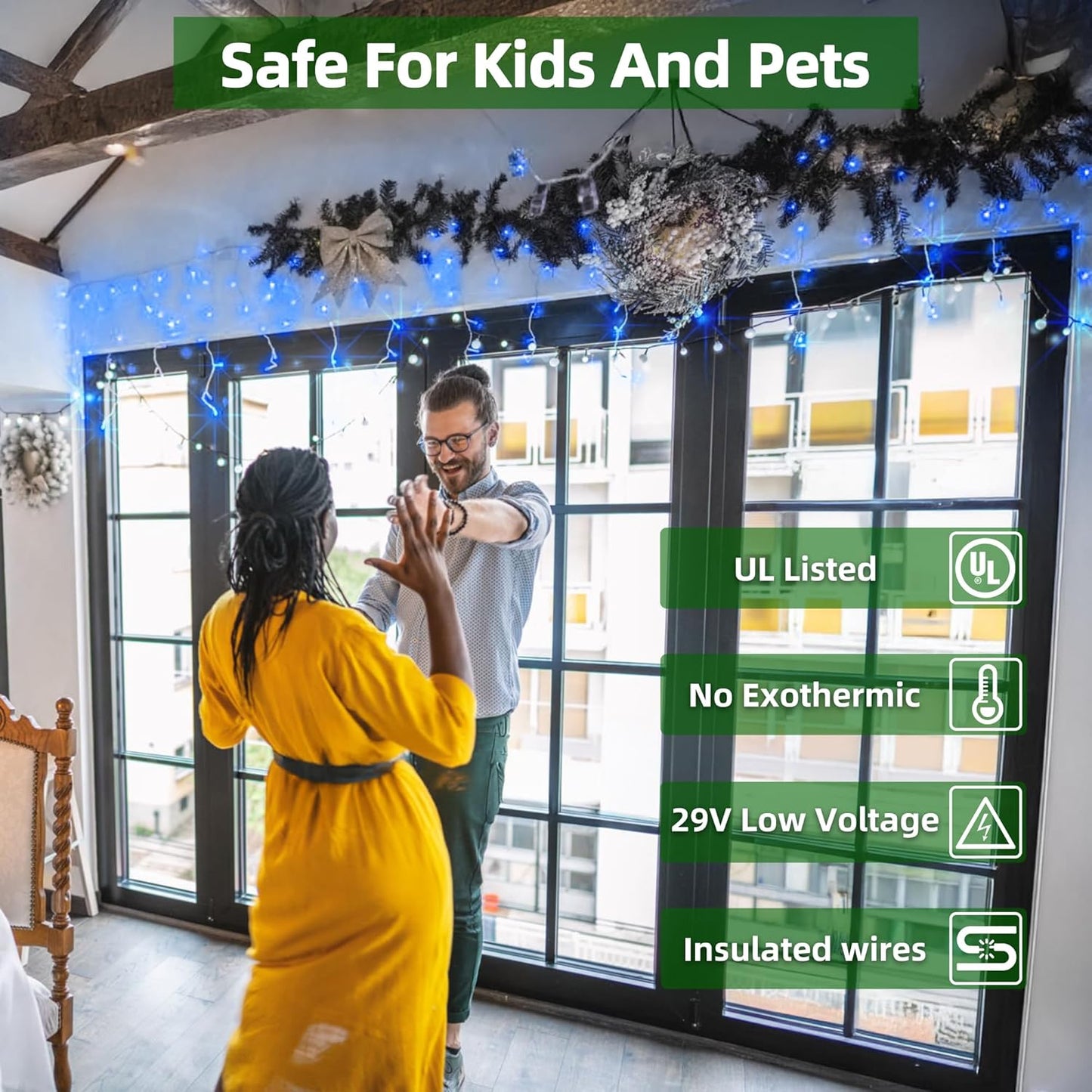 612 LED 60FT Icicle Christmas Lights - 136 Drops Waterproof 12 Modes Memory Timer, Outdoor Hanging Roof Lights for Eaves Gutter Xmas Tree Holiday Decorations Blue