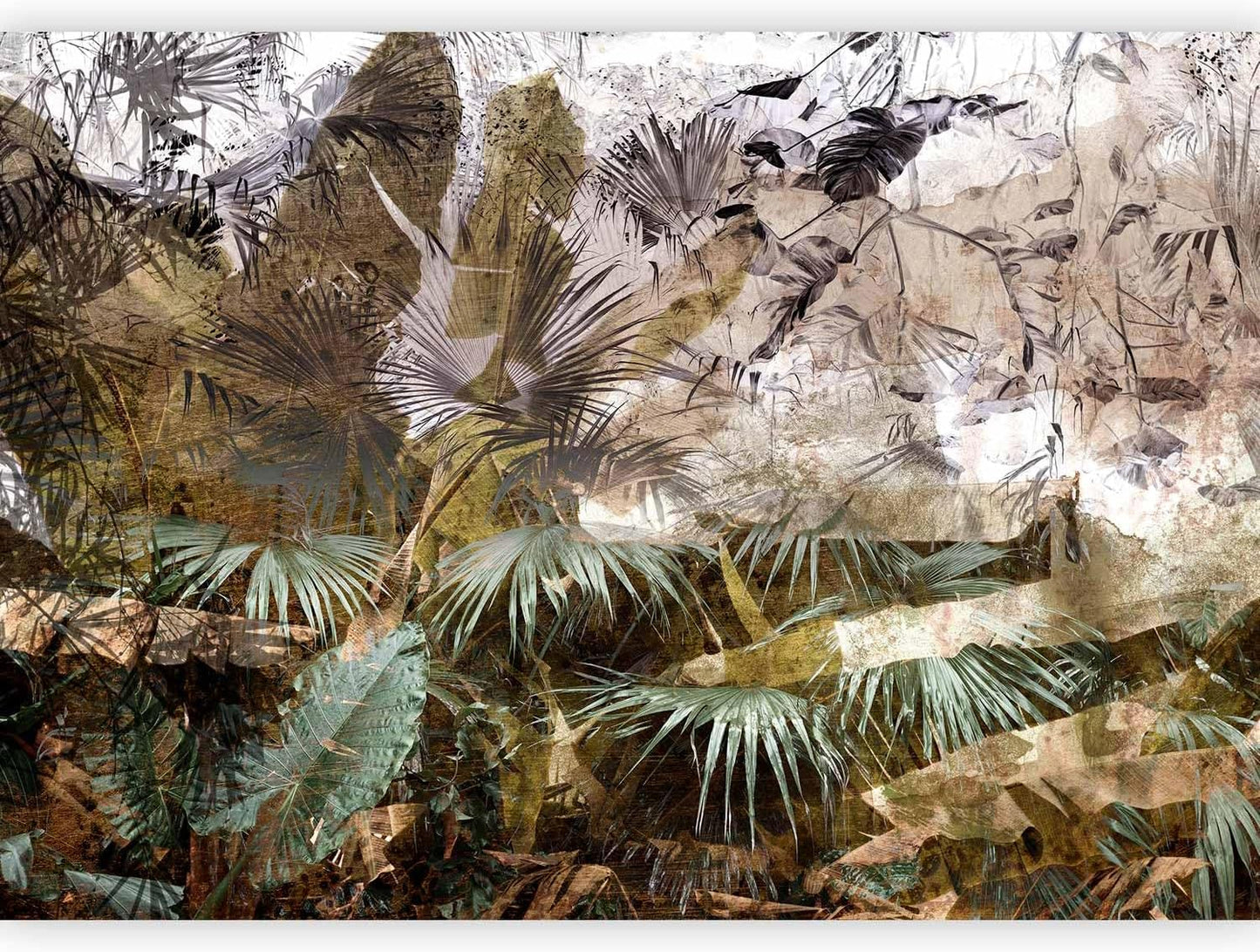 artgeist Wall Mural Tropical Leaves 118x83 in - XXL Non-Woven Wallpaper Fleece Wall Decor Photo Print Picture Image Design Jungle Nature Palm Leaves Like Painted b-C-0789-a-a