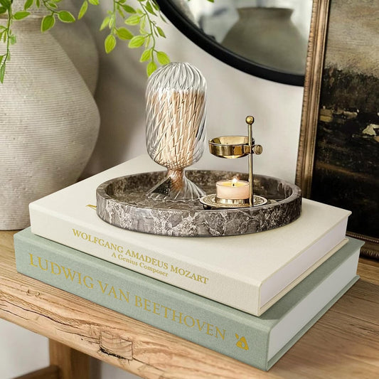 Aesthetic Decorative Books -Set of 2 Minimalist Linen Hardcover Faux/Fake Books for Coffee Table Home Decor Living Room Decoration, Photo Storage or as a Keepsake Box(Sage-beige-musician)