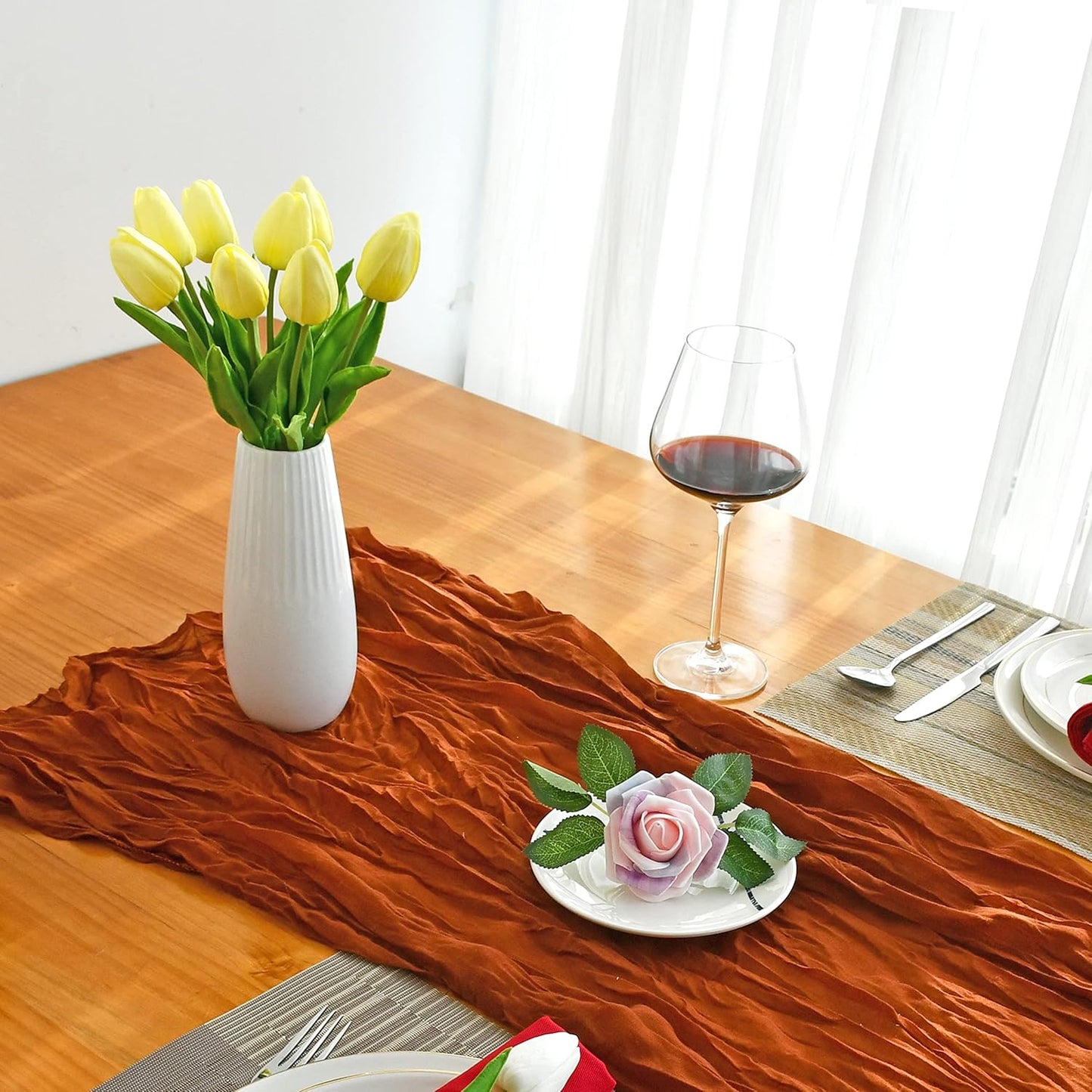 Mandy's Artificial Tulips 20 Stems Light Yellow PU Faux Flowers for Wedding Home Decor 13.5 Inch