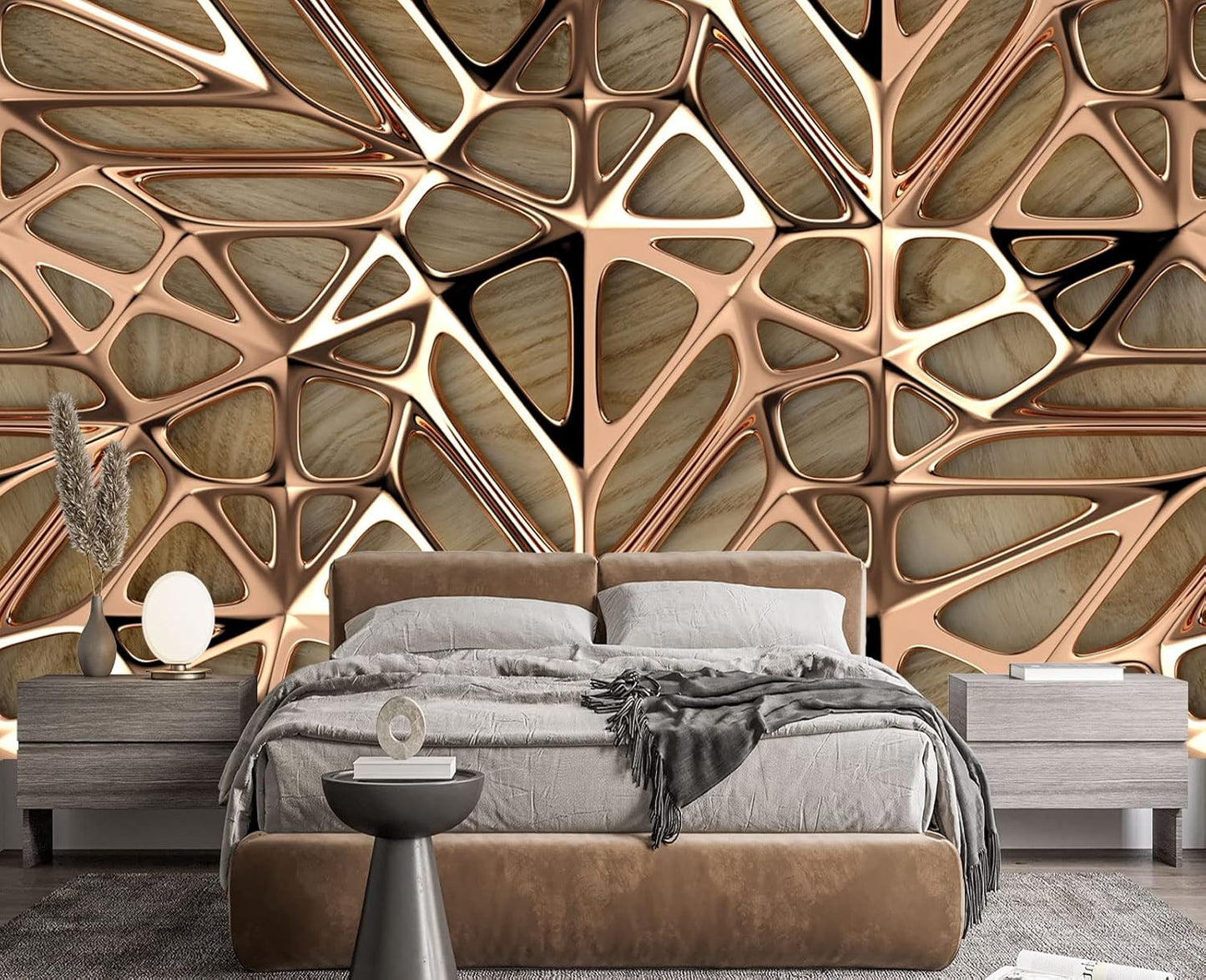 3D Metal Wall Mural Wallpaper for Bedroom 103" x 69"