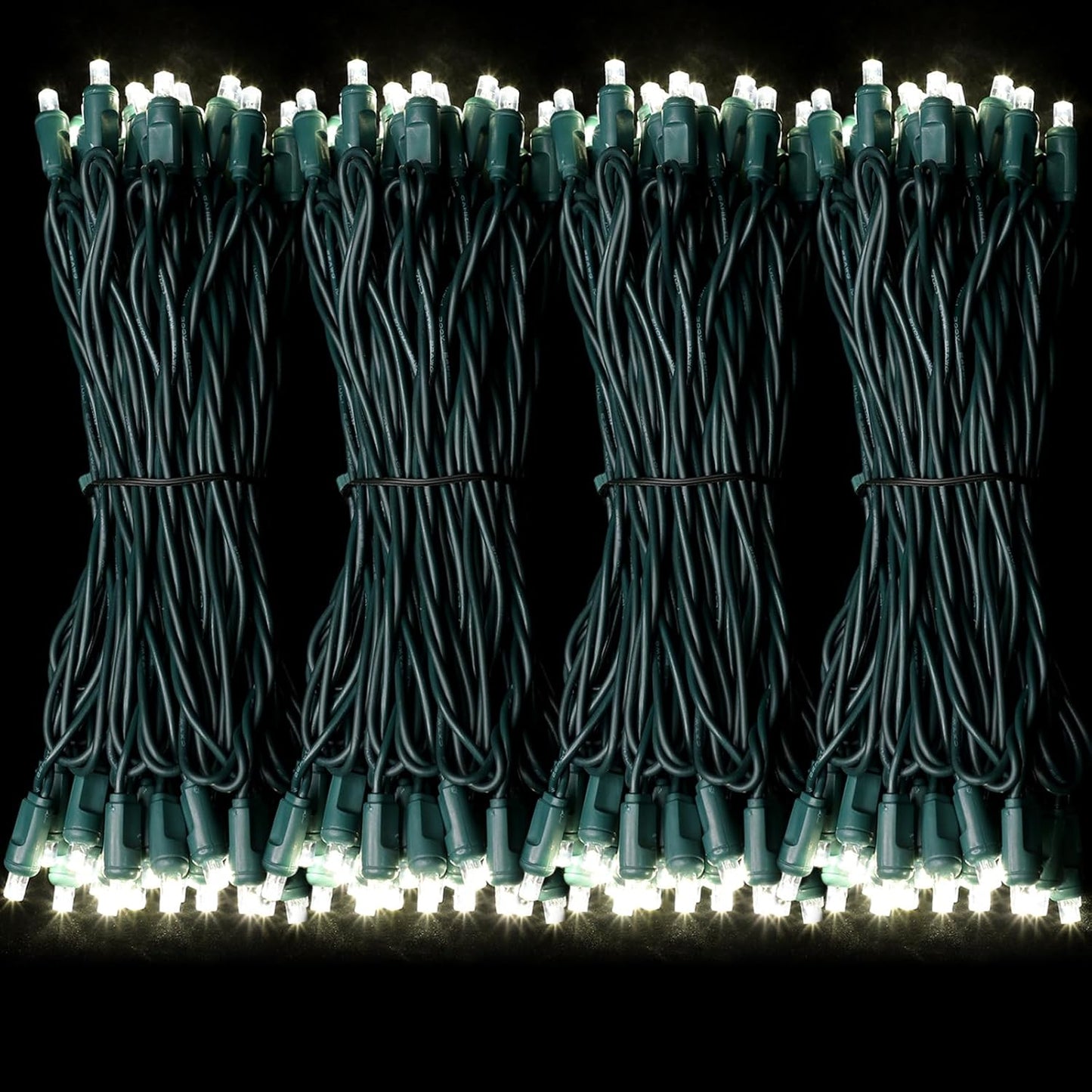 1200LED (24pk of 50L) String Lights, LED Christmas Lights, 6" SPACING,Green Wire, White