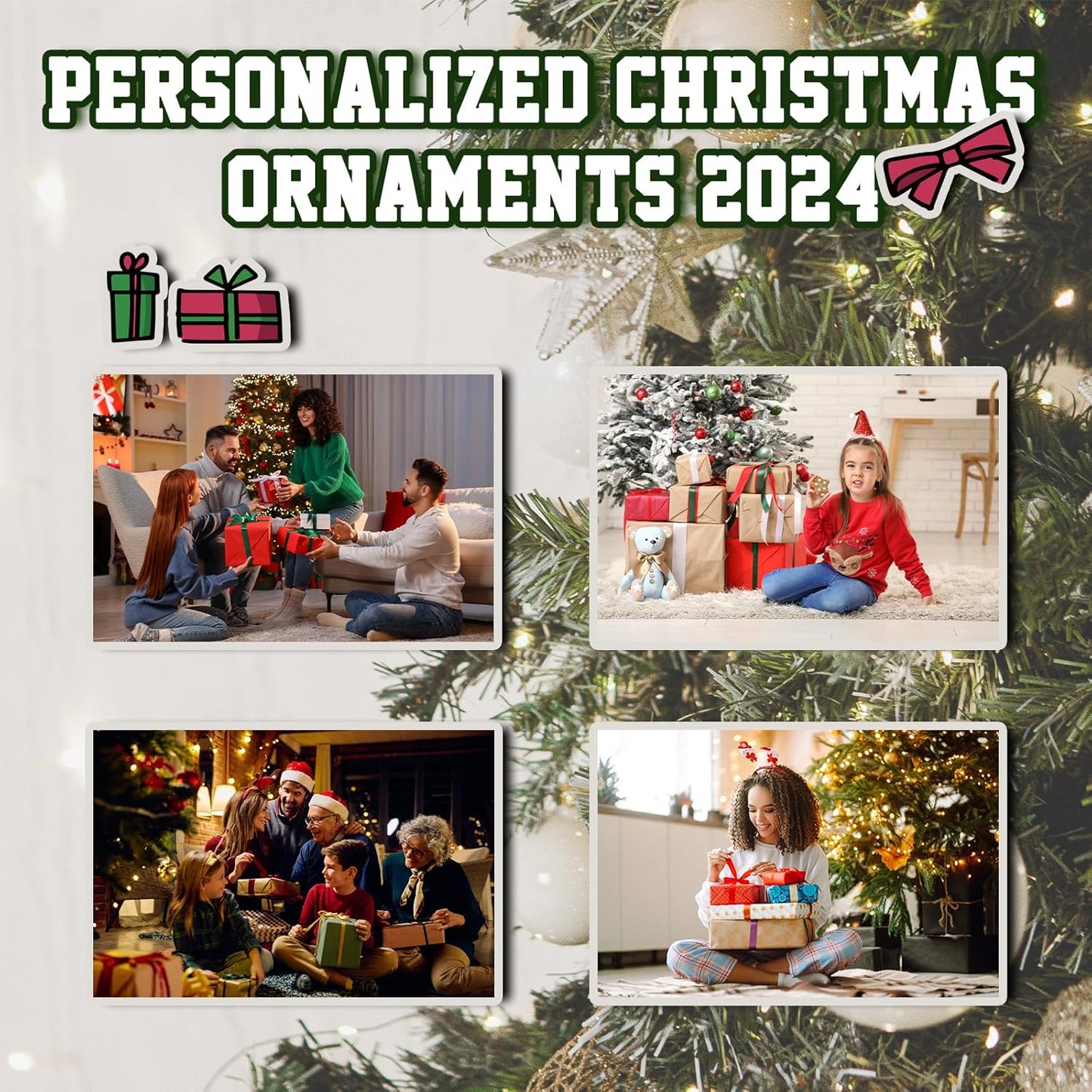 Personalized Christmas Ornaments 2025 Custom Ornament Xmas Photo Ornament Customized Gifts Round 2pcs