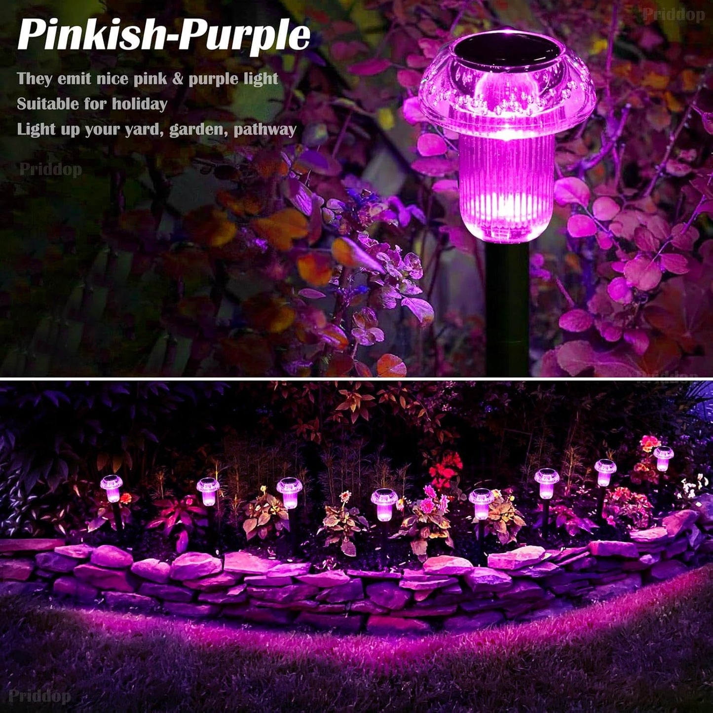 Halloween Solar Lights Outdoor 16 Pack Pink Purple LED Waterproof Mushroom Outside Lights for Yard Garden Patio Pathway Walkway Landscape Halloween Decorations