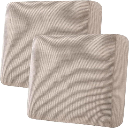 H.VERSAILTEX Super Stretch Individual Seat Sofa Covers Couch Slipcover Sets Thick Jacquard Textured Twill Fabric (2 Piece Large Sofa Cushion Covers, Sand)
