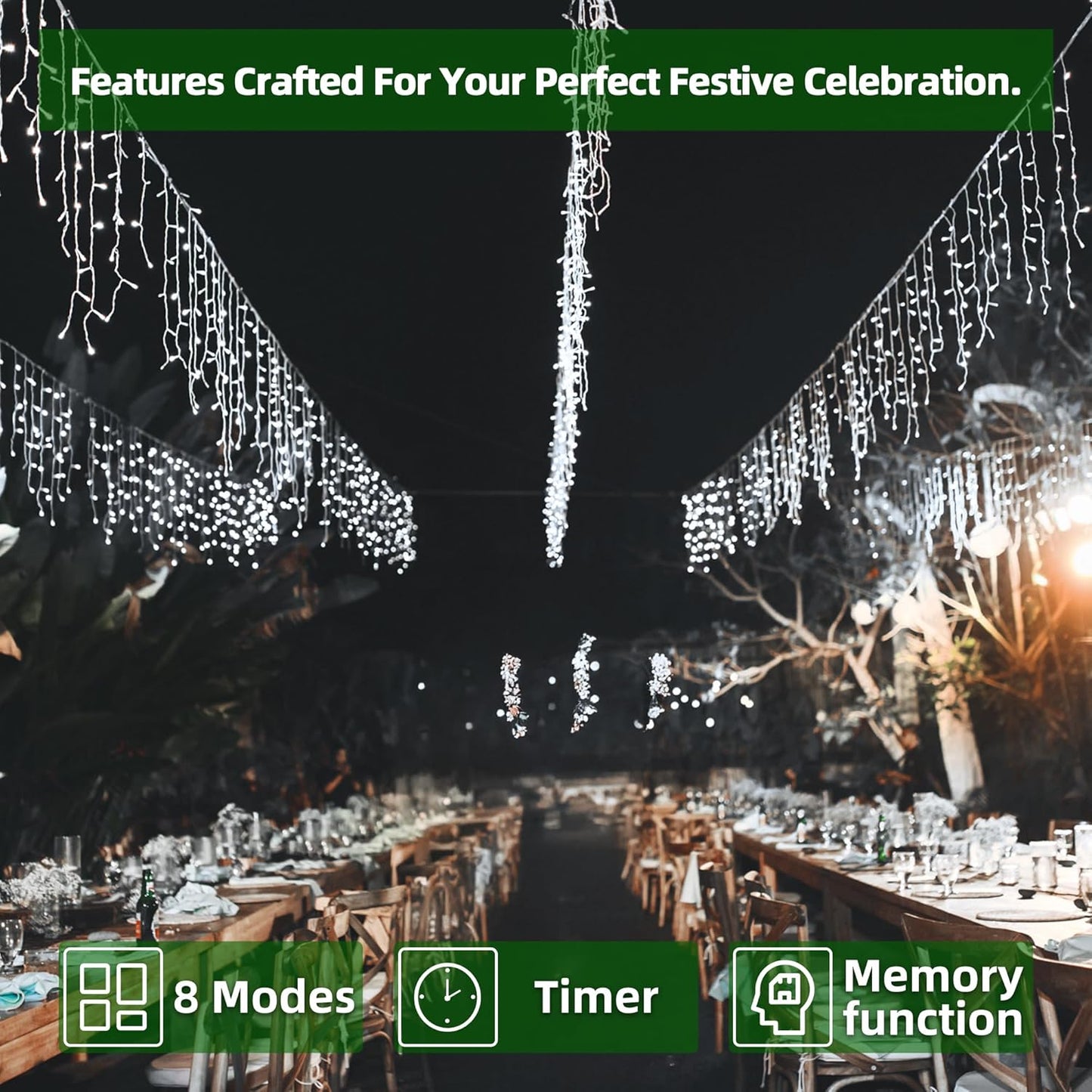 792 LED Christmas Lights with 176 Drops,82ft 8 Modes Fairy Hanging String Lights with Time Waterproof, Plug-in Christmas String Lights for Holiday Wedding Party Christmas Decorations(Cool White)