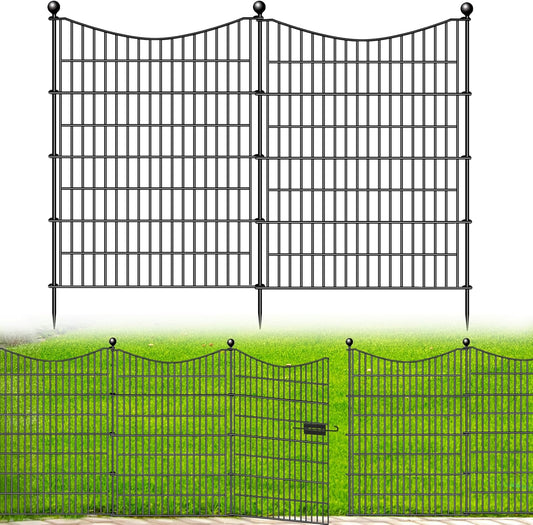20 Panels Decorative Garden Fence with Gate, 40 in(H) X 47.2 ft(L) No Dig Dog Fence Animal Barrier Outdoor for Yard, Rustproof Metal Garden Edging and Borders, Temporary Fencing Stakes