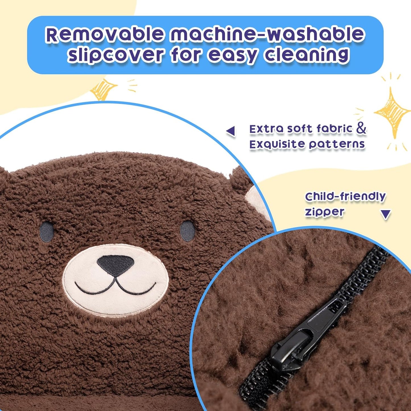 ALIMORDEN Animal Series Kid's Chair, Ultra-Soft Comfy Foam Filled Toddler Sofa Chair, Cute Animal-Shaped Design Toddler Couch, Lightweight Birthday for Baby Boys & Girls (Chocolate Bear)