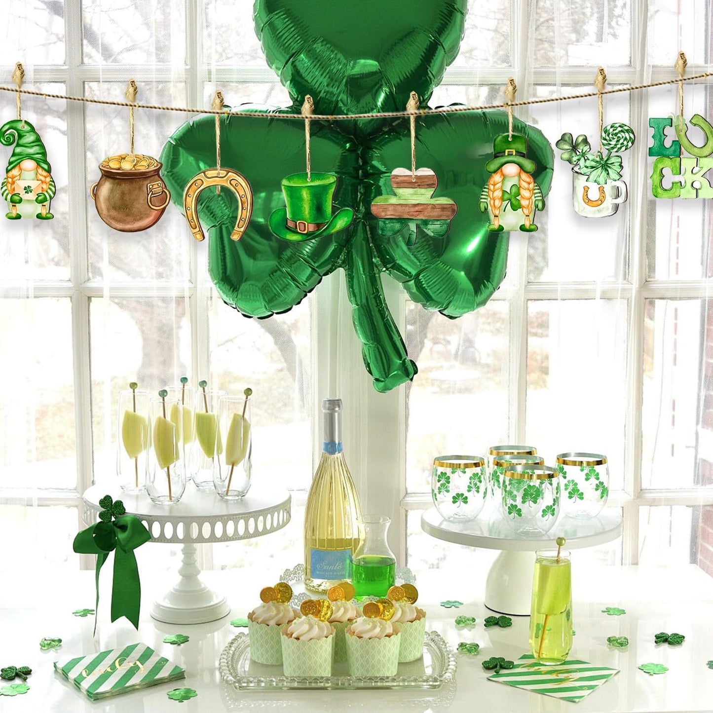 St Patricks Day Ornaments for Tree Shamrock Ornaments Wooden Dwarf St.Patricks Day Decorations 12 Pcs Lucky Hanging Ornaments for St. Patricks Day Tree for Saint Patrick's Party Supplies