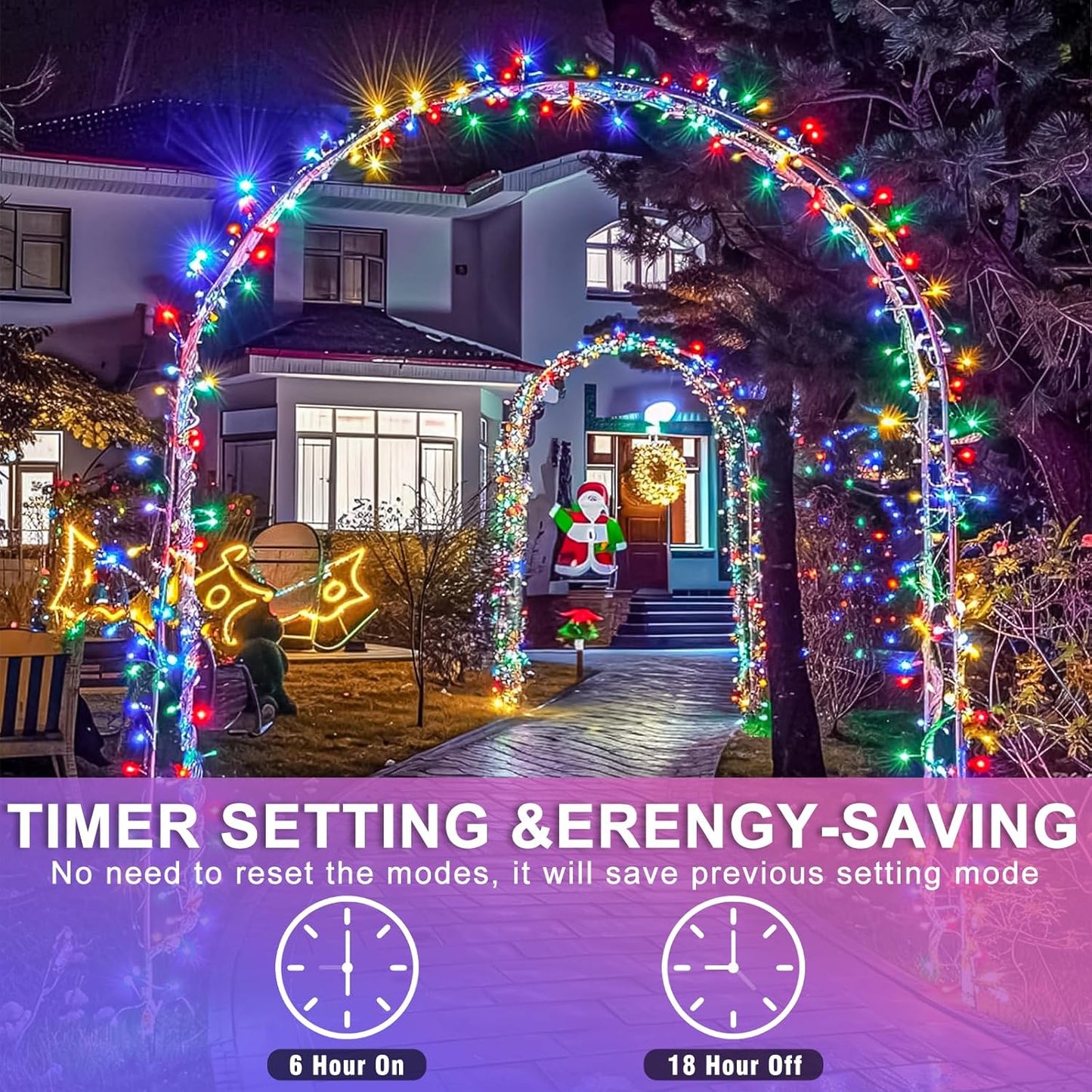 120 LED Christmas Lights Indoor Outdoor, 40ft 8 Modes Clear Wire Christmas String Lights Indoor, Plug in Twinkle Fairy Light for Bedroom Tree Christmas Decorations, Multicolor