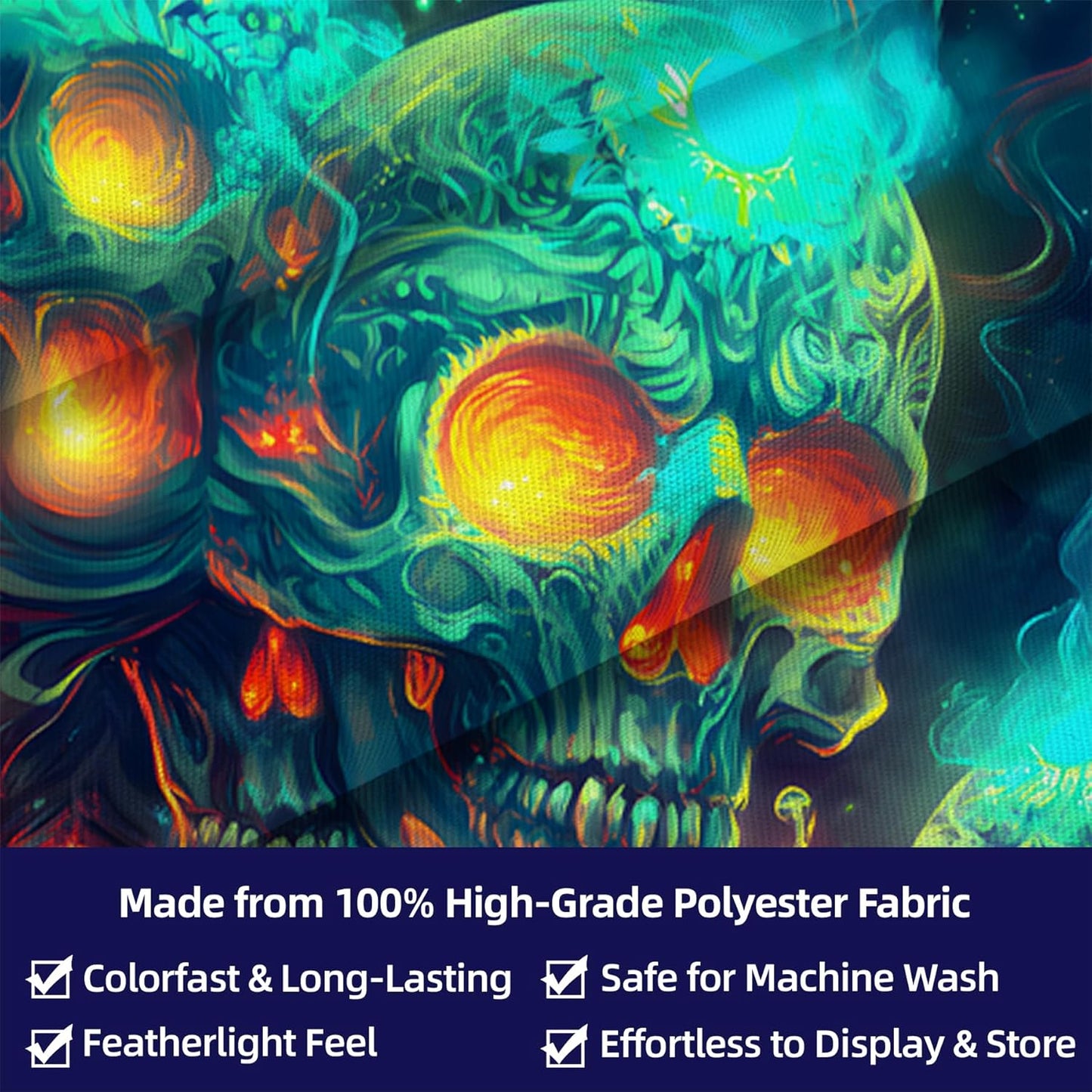 Halloween Tapestry, Blacklight Tapestry for Halloween Party Decor Hanging Tapestries Backdrop Wall Art Poster for Bedroom Dorm 90x70in