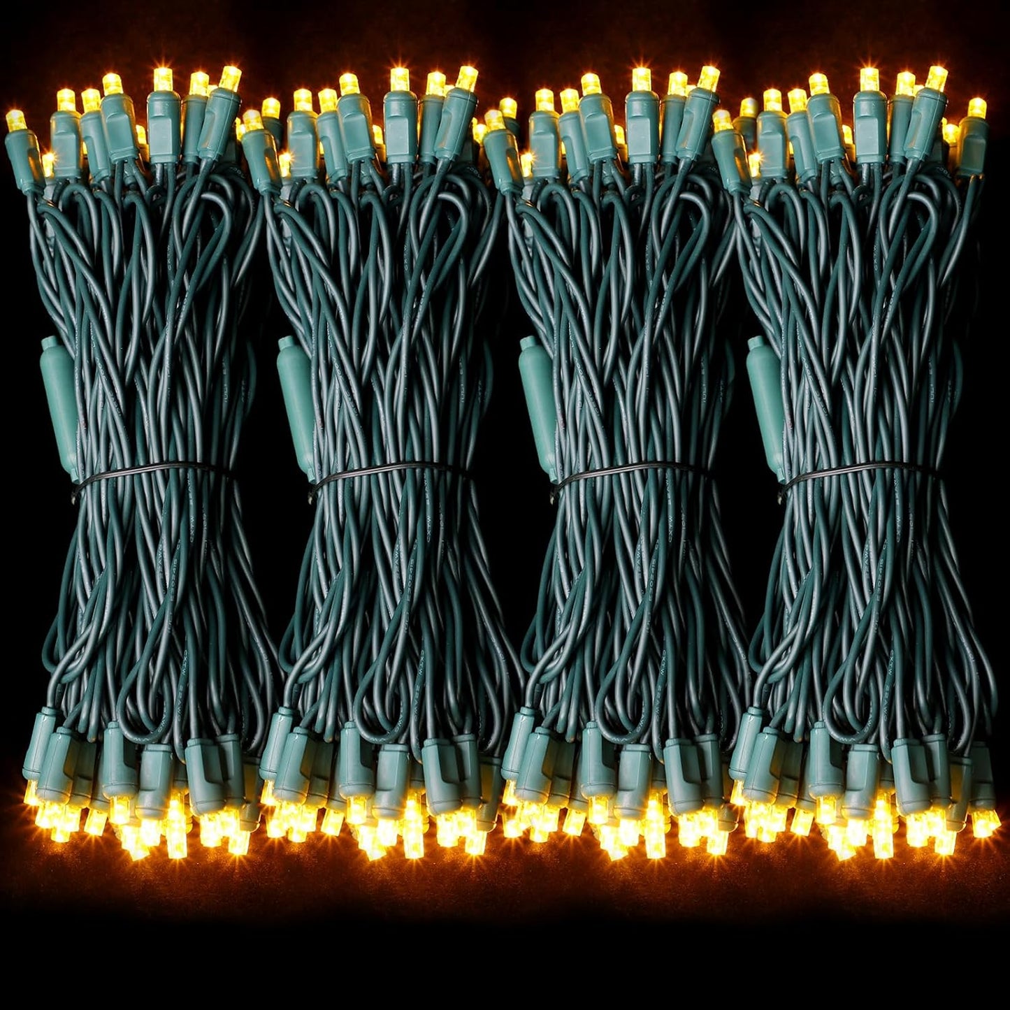 100Count (2pk of 50L) String Lights, LED Christmas Lights, 6" SPACING,Green Wire,Yellow