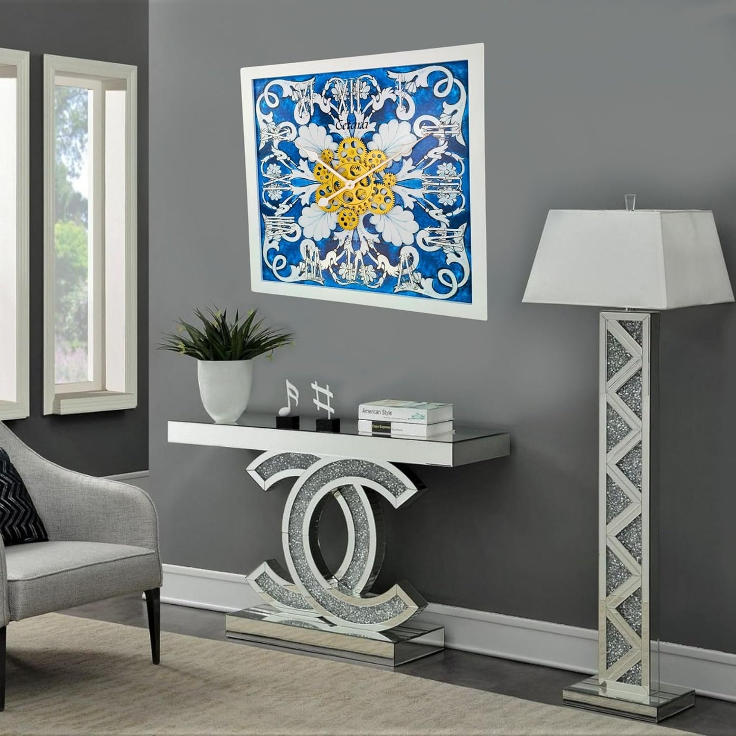 The Gears Clock Wall Clock Italy Collection with Moving Gears (Cetara, 24 inches (60 cm))