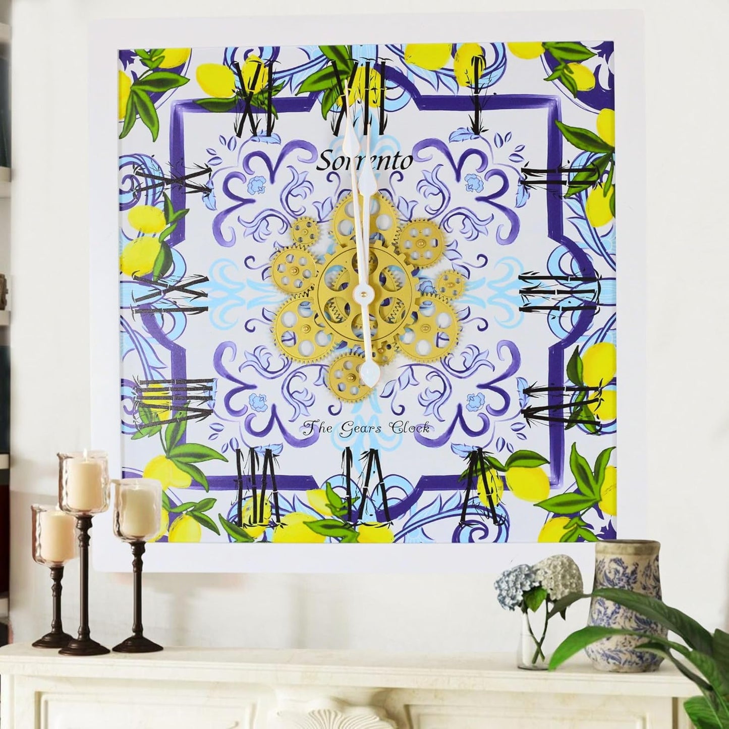 The Gears Clock Wall Clock Italy Collection with Moving Gears (Sorrento, 24 inches (60 cm))