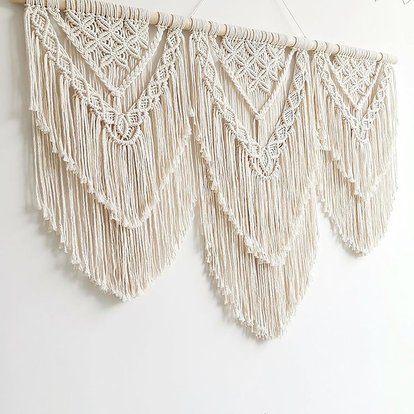 Achart Macrame Wall Hanging Large- Boho Wall Decor- large wall art- Wall Decor Living Room- Macrame Tapestry Boho Decor for Bedroom (Beige-H)