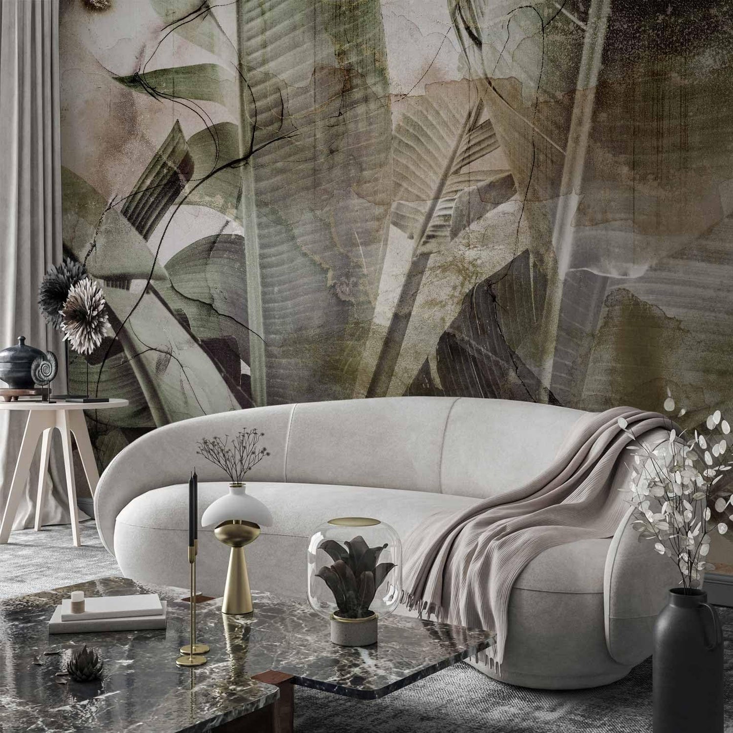 artgeist Wall Mural Tropical Leaves 79x55 in - XXL Non-Woven Wallpaper Fleece Wall Decor Photo Print Picture Image Design Plant Jungle Nature Like Painted b-C-0776-a-a