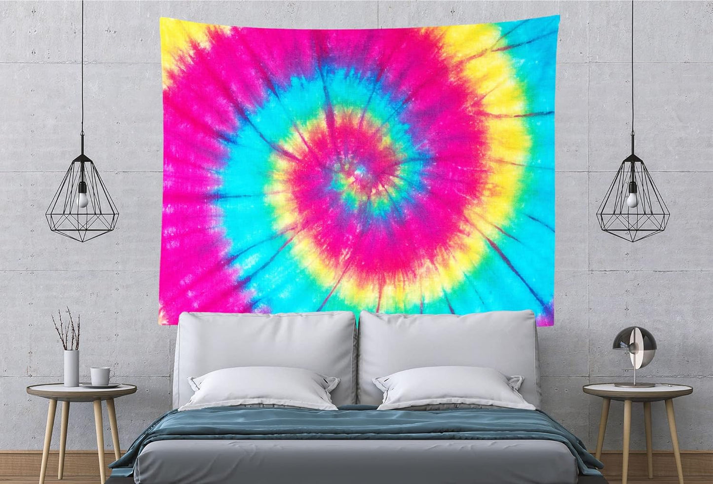 BELECO Tie Dye Tapestry Fabric Wall Hanging 106x70 Inch Groovy Sign Rainbow Tapestry Backdrop Colorful Spiral Tie Dye Party Decorations Tie Dye Art Tapestries for Bedroom Living Room Dorm Decor