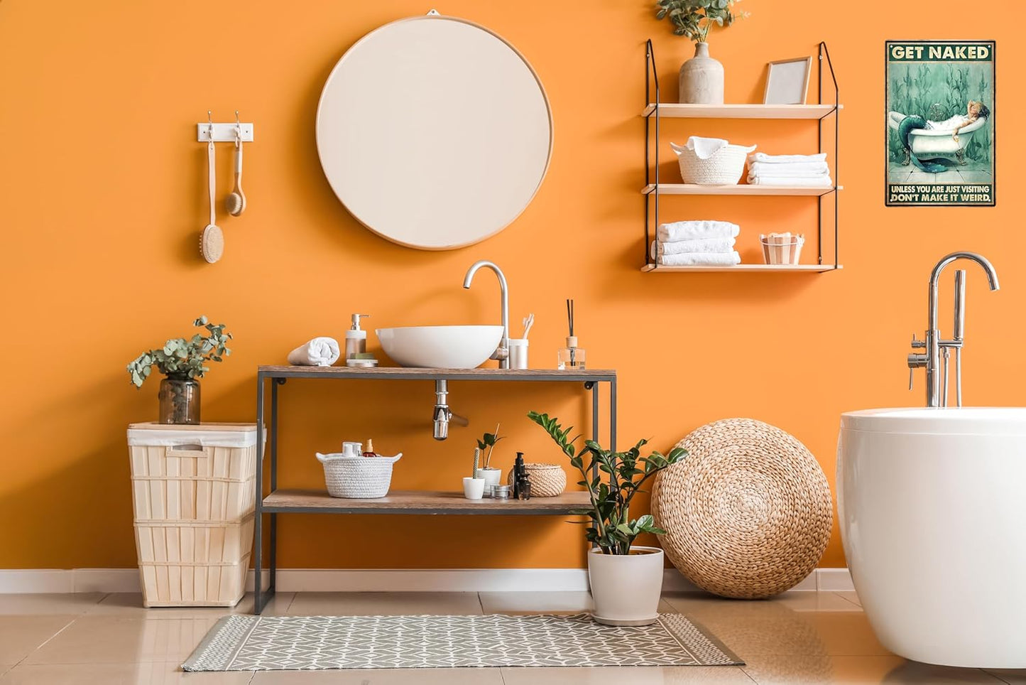 Mermaid Bathroom Decor Gift Tin Sign - Unless You Are Just Visiting Dot'T Make It Weird - Kitchen Metal Sign Vintage Bar Home Bathroom Wall Decoration Sign People Cave Art 12 x 8 Inch