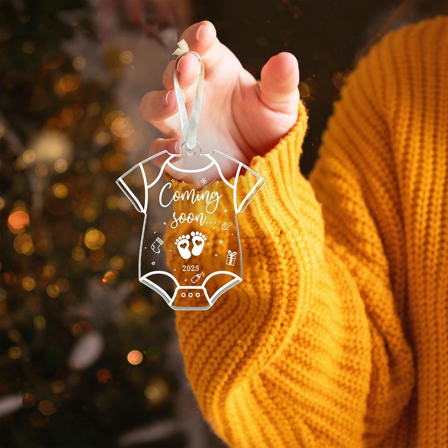 Expecting Baby Ornament 2025 - Pregnancy Announcement for Husband, Grandparents, Family, Aunt - Gifts for Expecting Parents, Expecting Parents to Be Unique Gifts 2025 - Acrylic Ornament