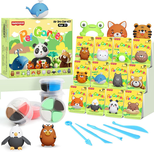 Air Dry Clay for Kids，12 Boxs Modeling Clay Kit with 5 Sculpting Tools, Safe Non-Toxic Model Magic Clay, DIY Art and Crafts Toy Gift, Party Home Favors for Boys, Girls, Toddler