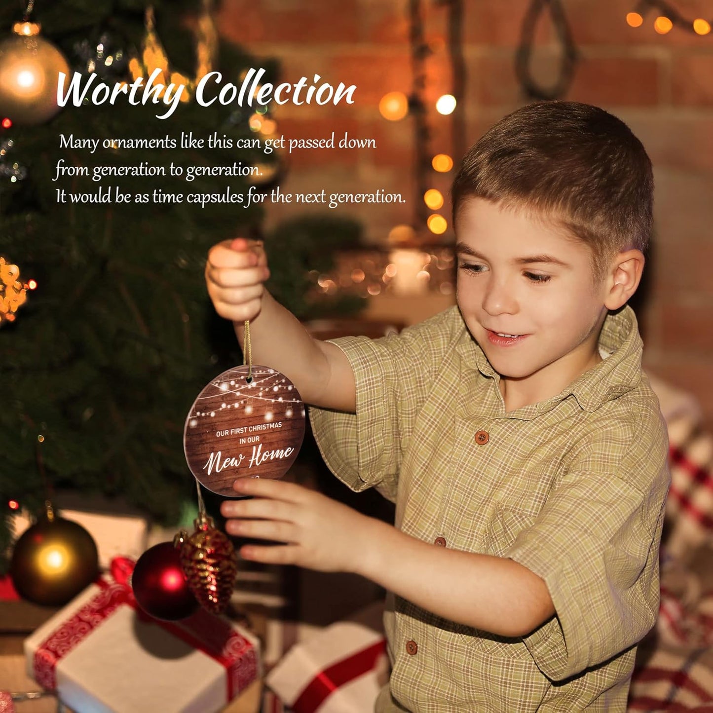 First Home Christmas Tree Ornament - 'Our First Christmas' Keepsake Decoration for New House