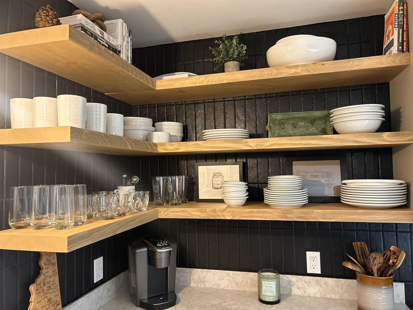 Joel's Antiques 42 Inch Wooden Floating Shelves for Wall - 42x12x2 in - Made of Natural Wood - Long Heavy Duty Rustic Wall Shelves for Bedroom - Perfect for Living Room, Kitchen - Natural