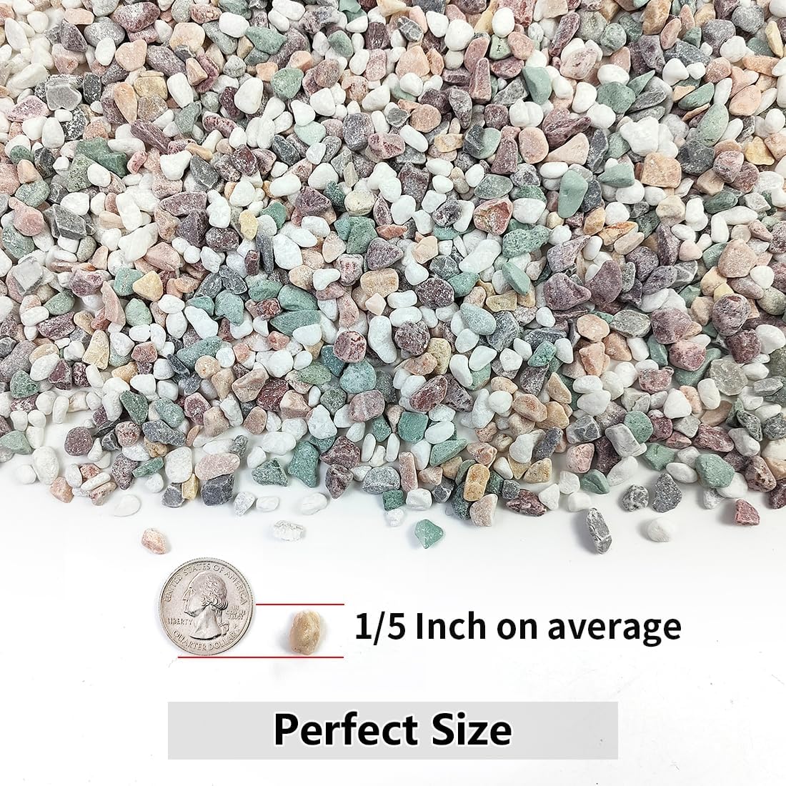 2LB Succulent and Cactus Gravel Pebbles, 1/5 Inch Natural Decorative Polished Stones, River Rocks for Vases Gardening Indoor and Outdoor Decorative Rocks, Colorful