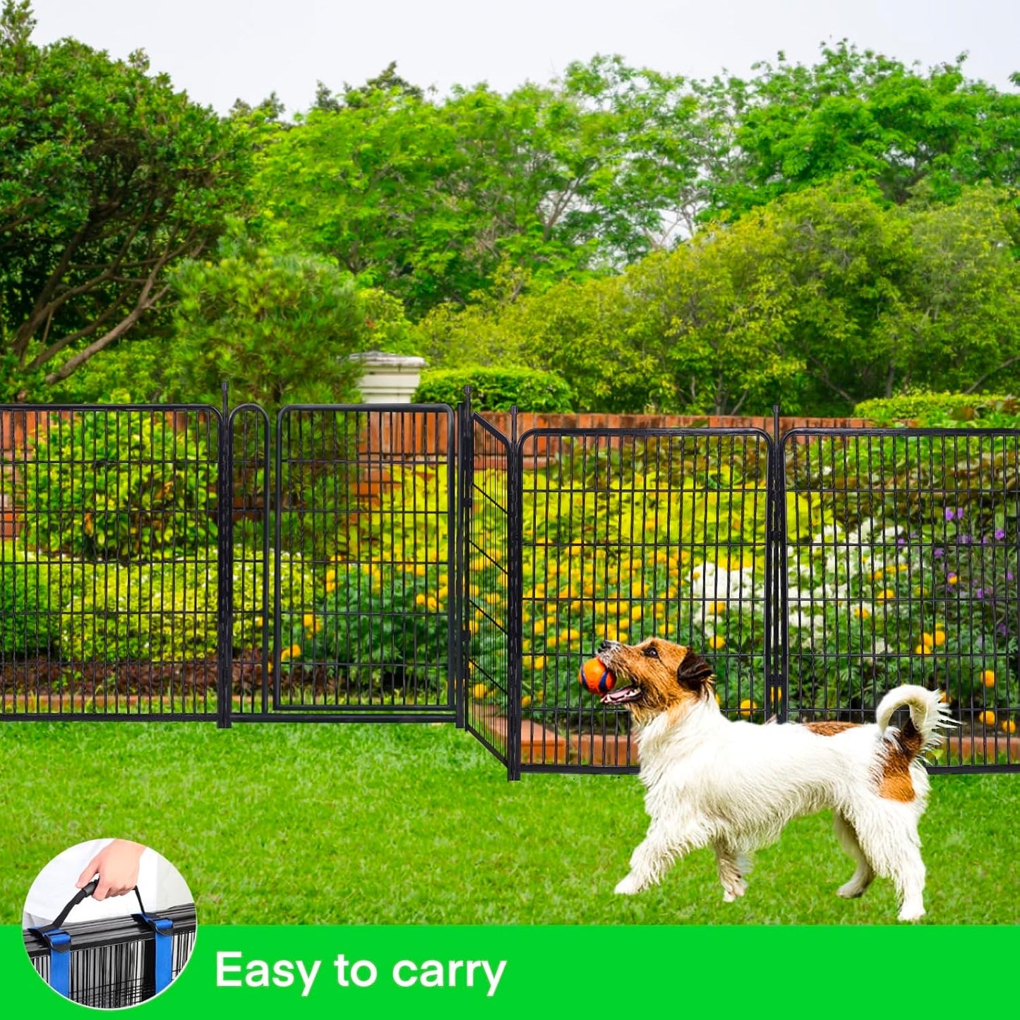 Garden Fencing 40 inch High, Dog Fence Outdoor for Yard, 21"Wide Low Threshold Gate,Heavy Duty Metal Fencing for Garden Beds, Animal Barrier Fence,Flowers Fences Border,4 Panels Total 8.9 Ft