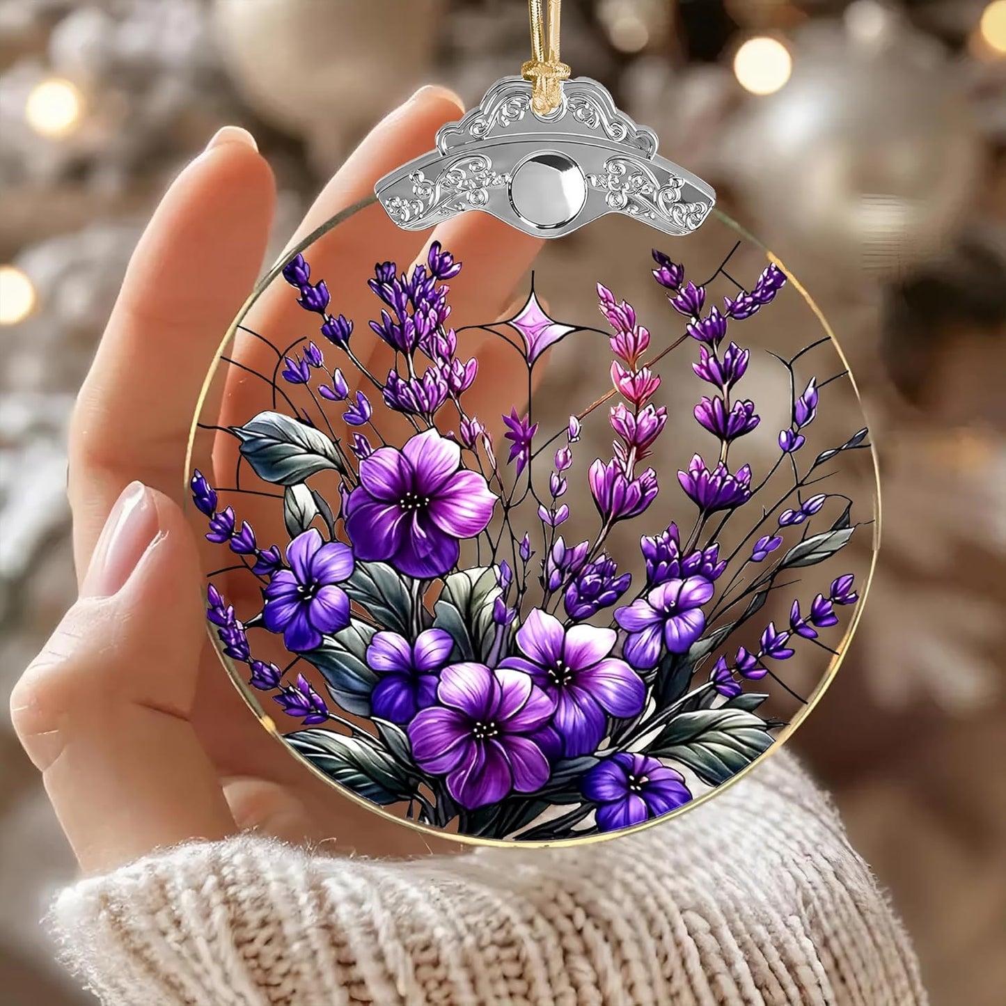 Purple Christmas Ornaments, Large Christmas Ornaments, 4 Inch – Christmas Ornaments 2025, Hanging Ornament for Tree, Unique Christmas Gifts, White Elephant Gifts for Adult