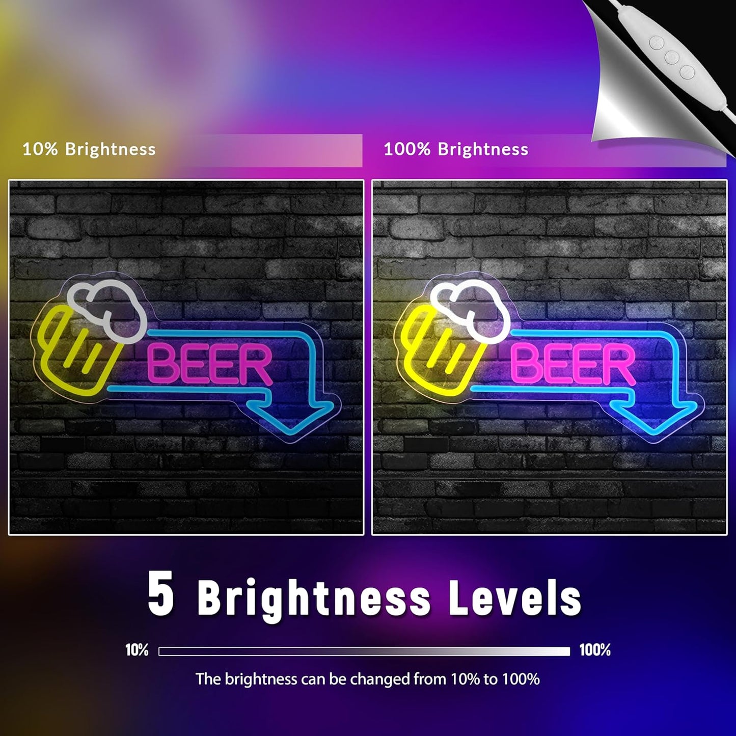 Beer Neon Signs Led Beer Neon Sign for Wall Decor Dimmable Bar Led Sign Neon Sign for Man Cave Bedroom Home Bar Shop Pub Bistro Party Game Room Decor Gifts