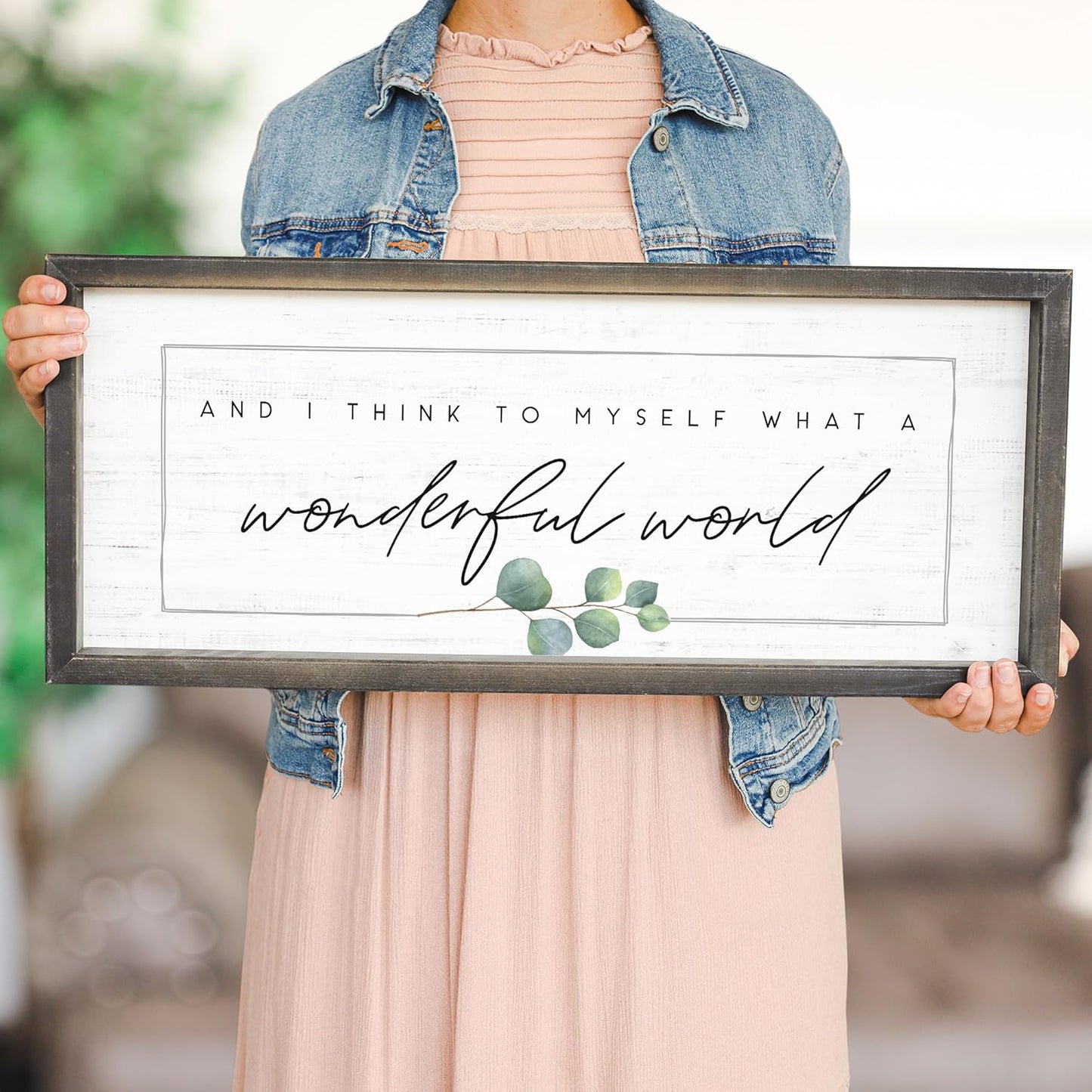 Simply Said, INC Farmhouse Frames What a Wonderful World Wooden Sign, Rustic Framed Wall Art, Inspirational Farmhouse Home Decor, 10 x 24 Inch