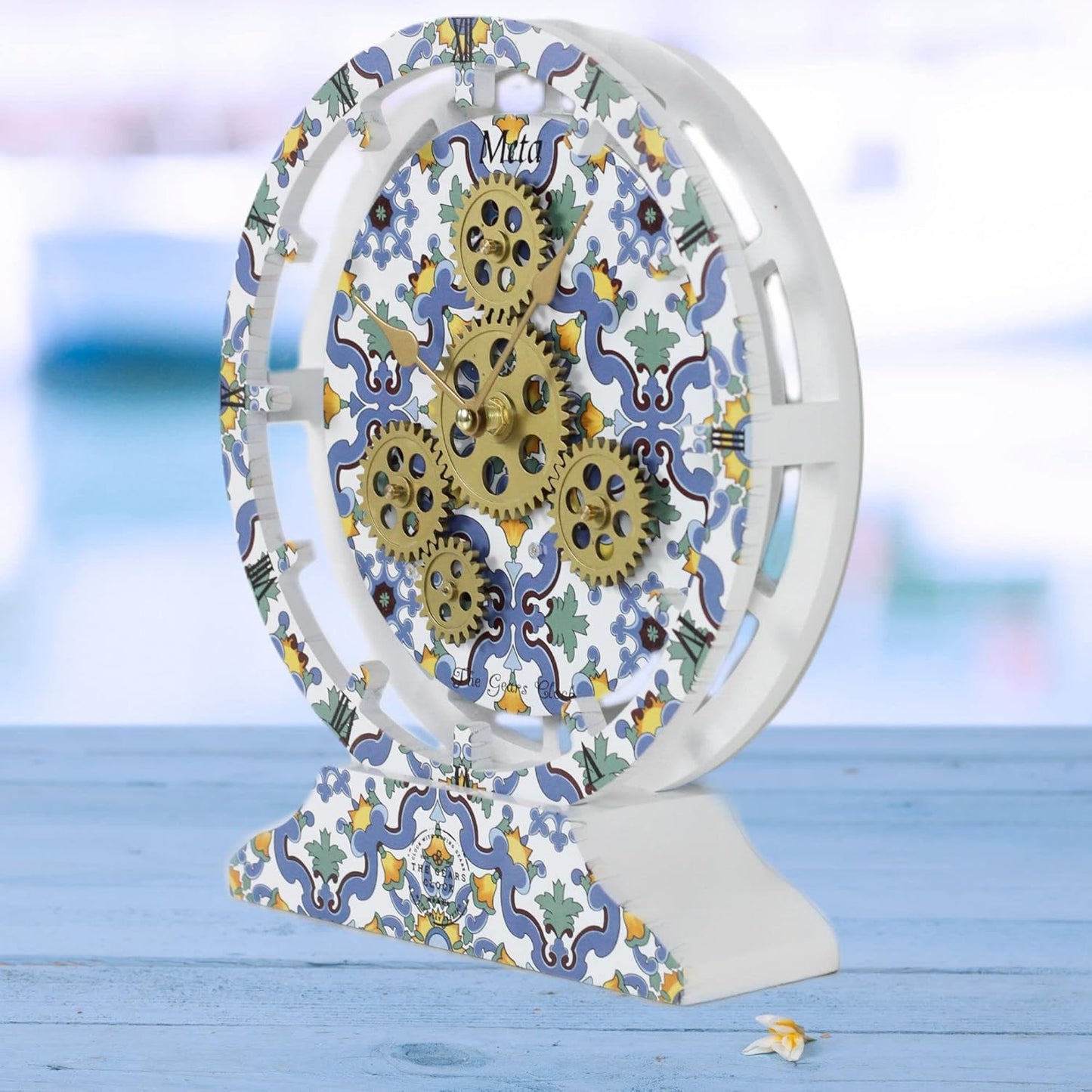 The Gears Clock Wall Clock Italy Collection with Moving Gears (Meta, 10 inch Round)