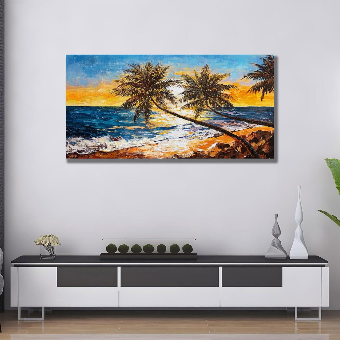 Belmrxne Beach Wall Decor Blue Wall Art Modern Wall Hanging Canvas Painting Modern Vogue Artwork for Living Room Bedroom Dining Room Office Home Decor 30x60 inch