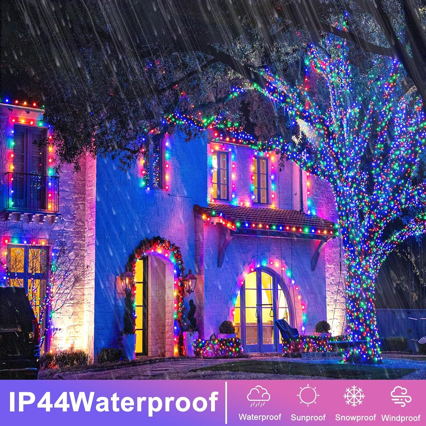 250 LED Christmas Lights Indoor Outdoor, 82ft 8 Modes Clear Wire Christmas String Lights Indoor, Plug in Twinkle Fairy Lights for Bedroom Tree Christmas Decorations, Multicolor