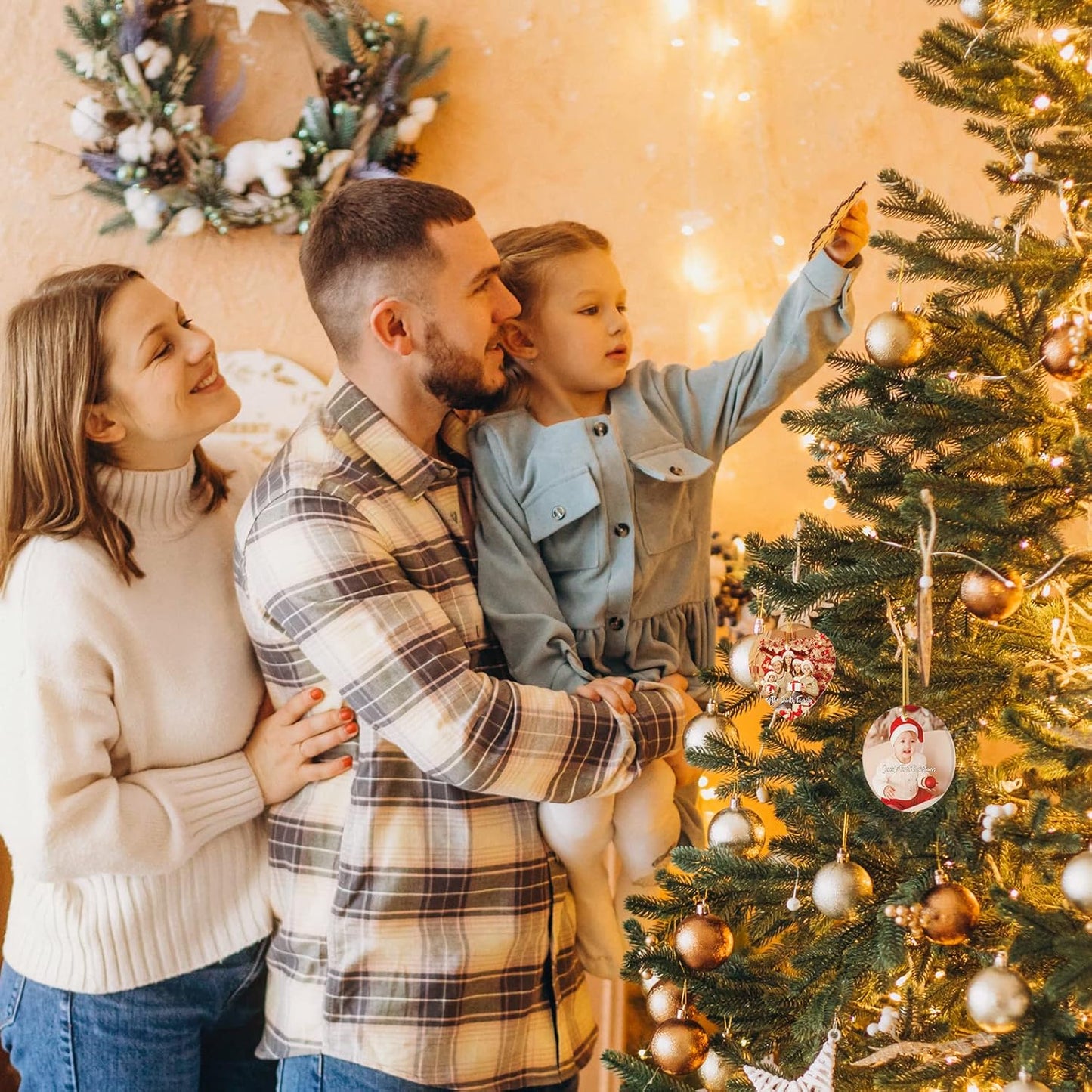 Personalized Christmas Ornaments 2 Pack - Custom Picture & Text Ornaments for Christmas 2022, Customized Ceramic Xmas Tree Decor for Kids, Mom, Dad, Friends, Loves by Bemaystar