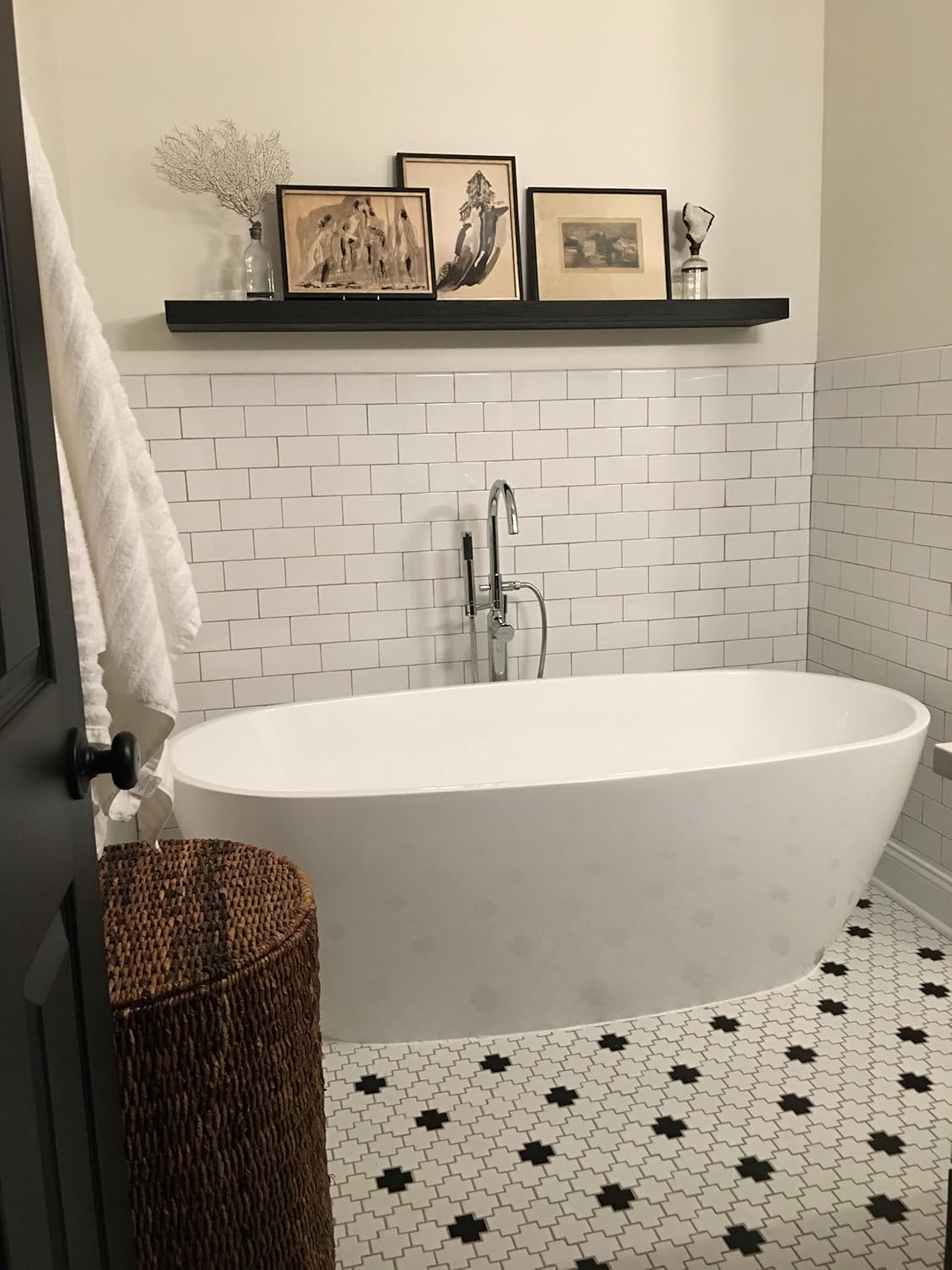 joelsantiques - 54 Inch Wooden Floating Shelves for Wall - 54x8x2 in - Made of Natural Wood - Long Heavy Duty Rustic Wall Shelves for Bedroom - Perfect for Living Room, Kitchen - Black