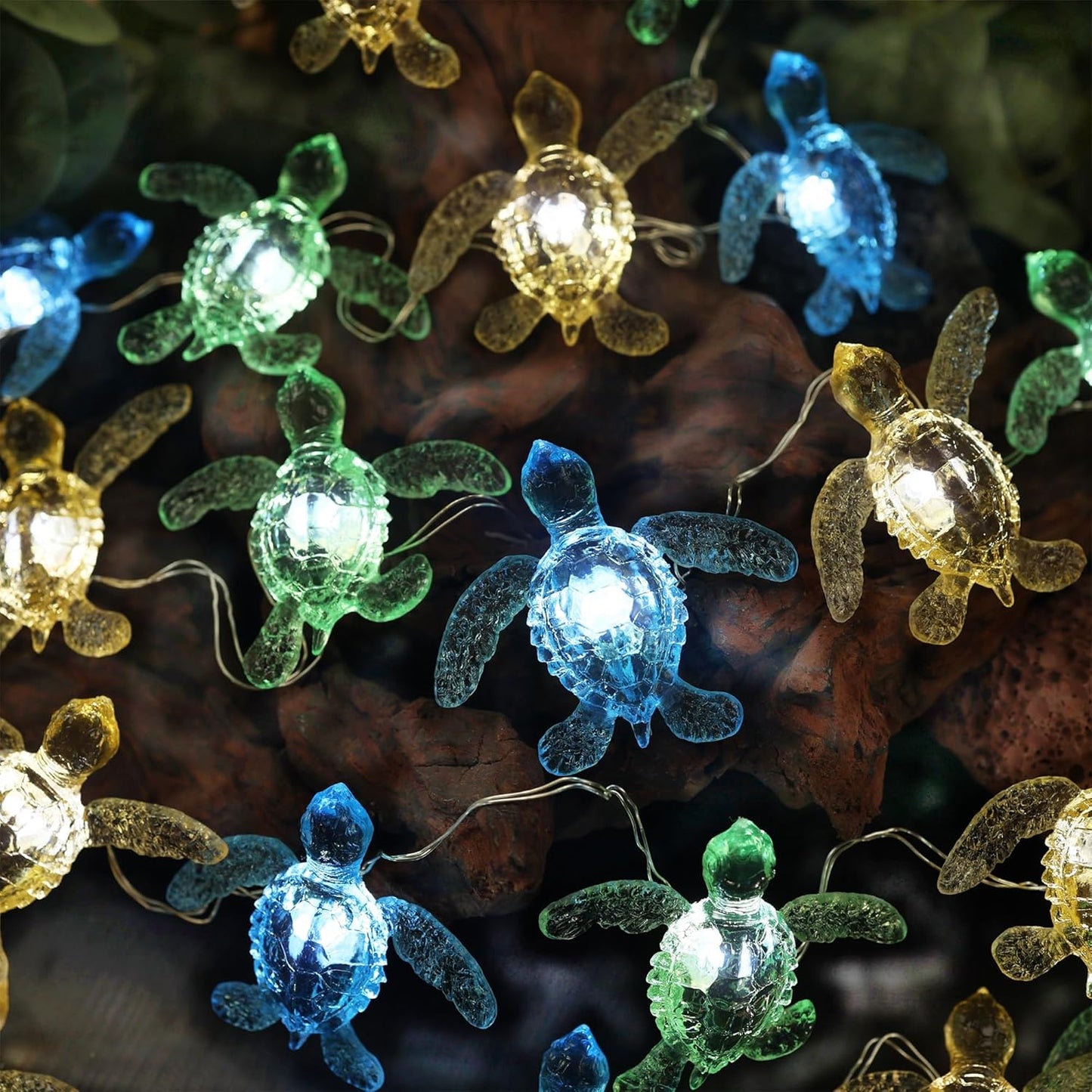 Beach Ocean Themed String of Sea Turtle Fairy Lights Decor 10ft 30 Tortoises USB or Battery Operated with Remote Control for Turtle Lover Bedroom Summer Nautical Tree Decoration