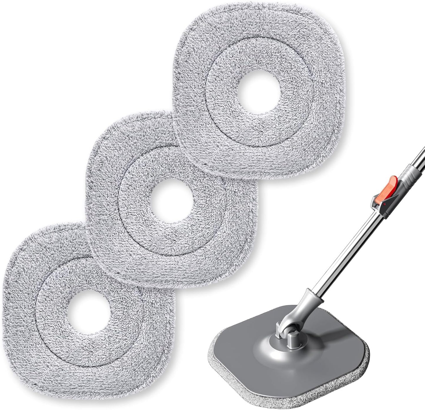 9 Inch Square Microfiber Mop Pad Refill Compatible with True & Tidy Mop System and Most 9 Inch Square Spin Mops - Thickened Washable & Reusable Mop Replacement Pad for Wet Dry Mopping(3 Pack)